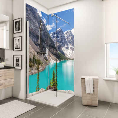 Schulte Badrückwand »DecoDesign Foto über Eck Bergsee«, (2-tlg), als fugenloser Fliesenersatz
