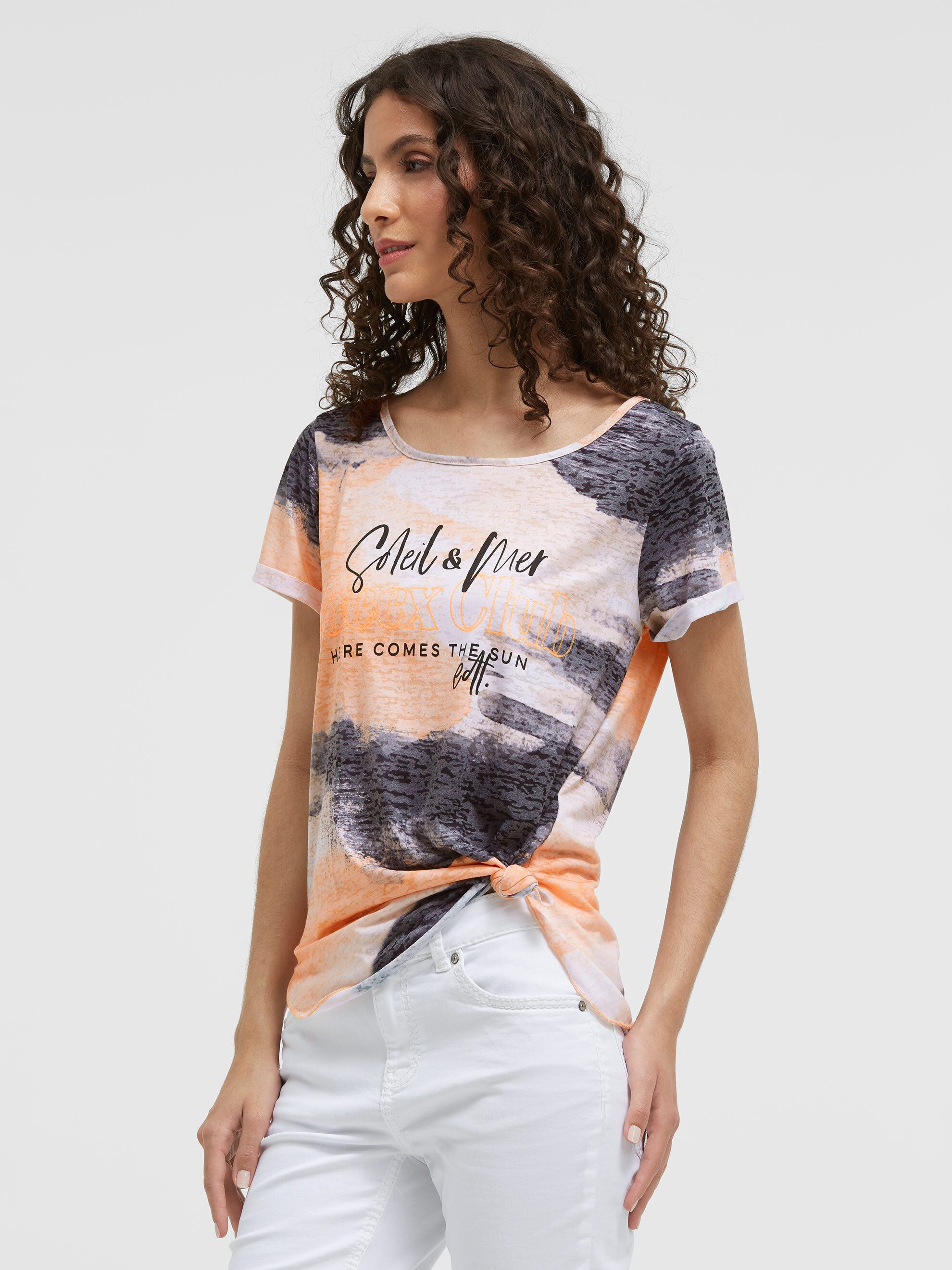 SOCCX Rundhalsshirt mit Seitenschlitze