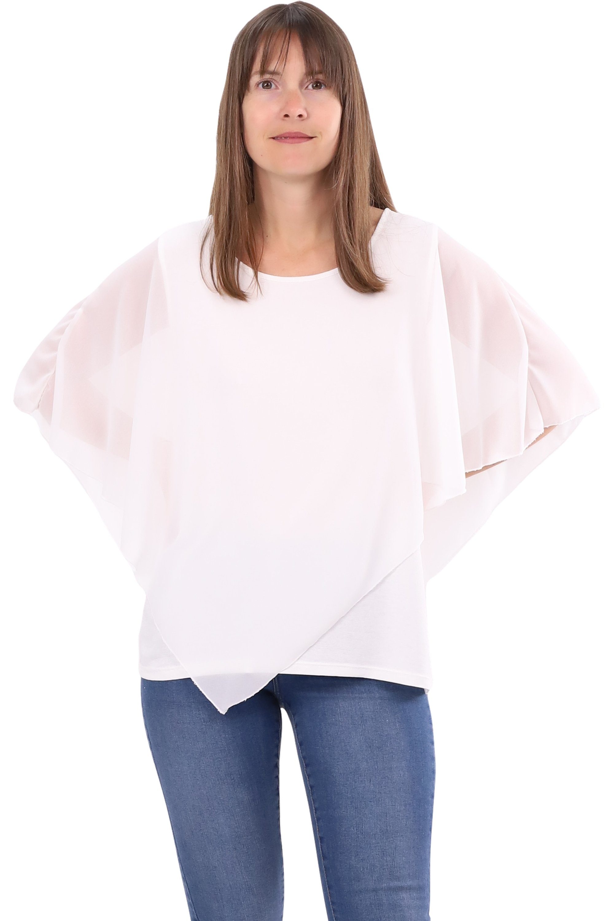malito more than fashion Chiffonbluse malito Damen Chiffonbluse asymmetrisch 10732 Schlupfbluse Blusenshirt asymmetrisch geschnitten Einheitsgröße – Bild 4 von 5