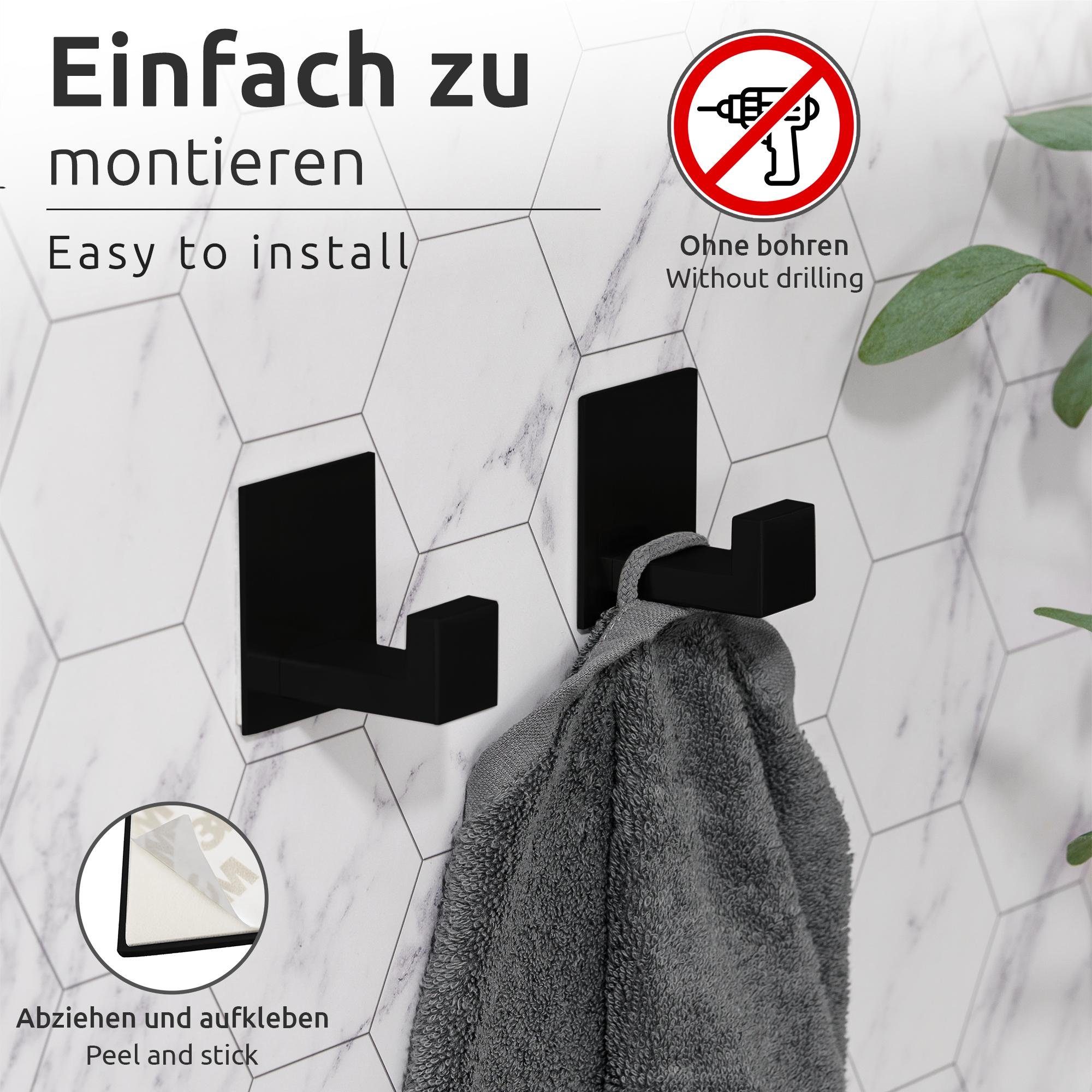 ECENCE Handtuchhalter 2x Handtuchhaken ohne Bohren selbstklebend – Bild 4 von 5