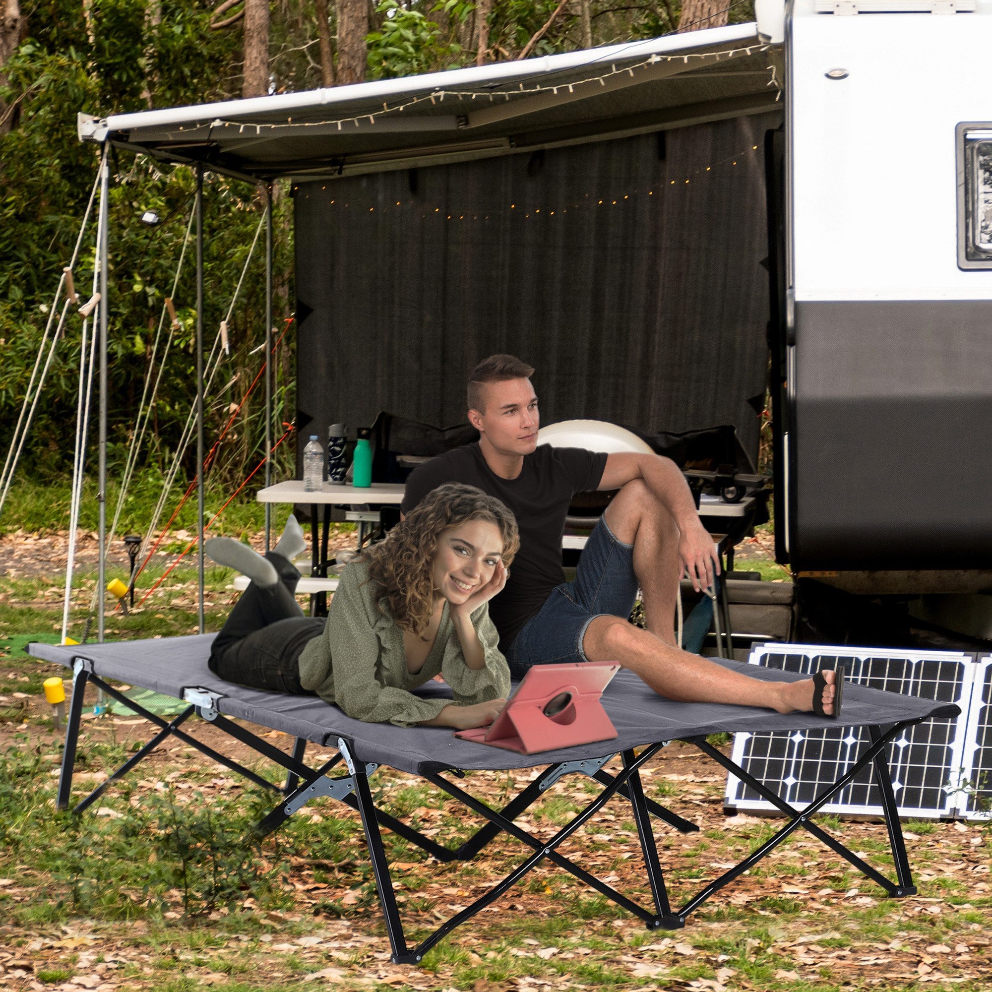 Outsunny Feldbett Campingbett Klappbar für 2 Personen (Klappbett, 1-St., Ca günstig online kaufen