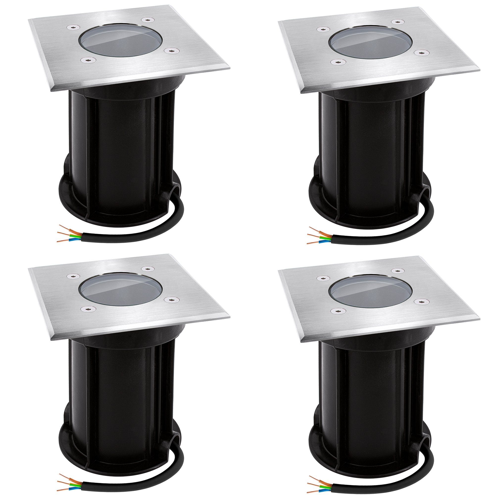 linovum LED Außen-Wandleuchte linovum BOQU 4er Set Bodeneinbauleuchte GU10 - Bodenleuchte aussen, Leuchtmittel nicht inklusive