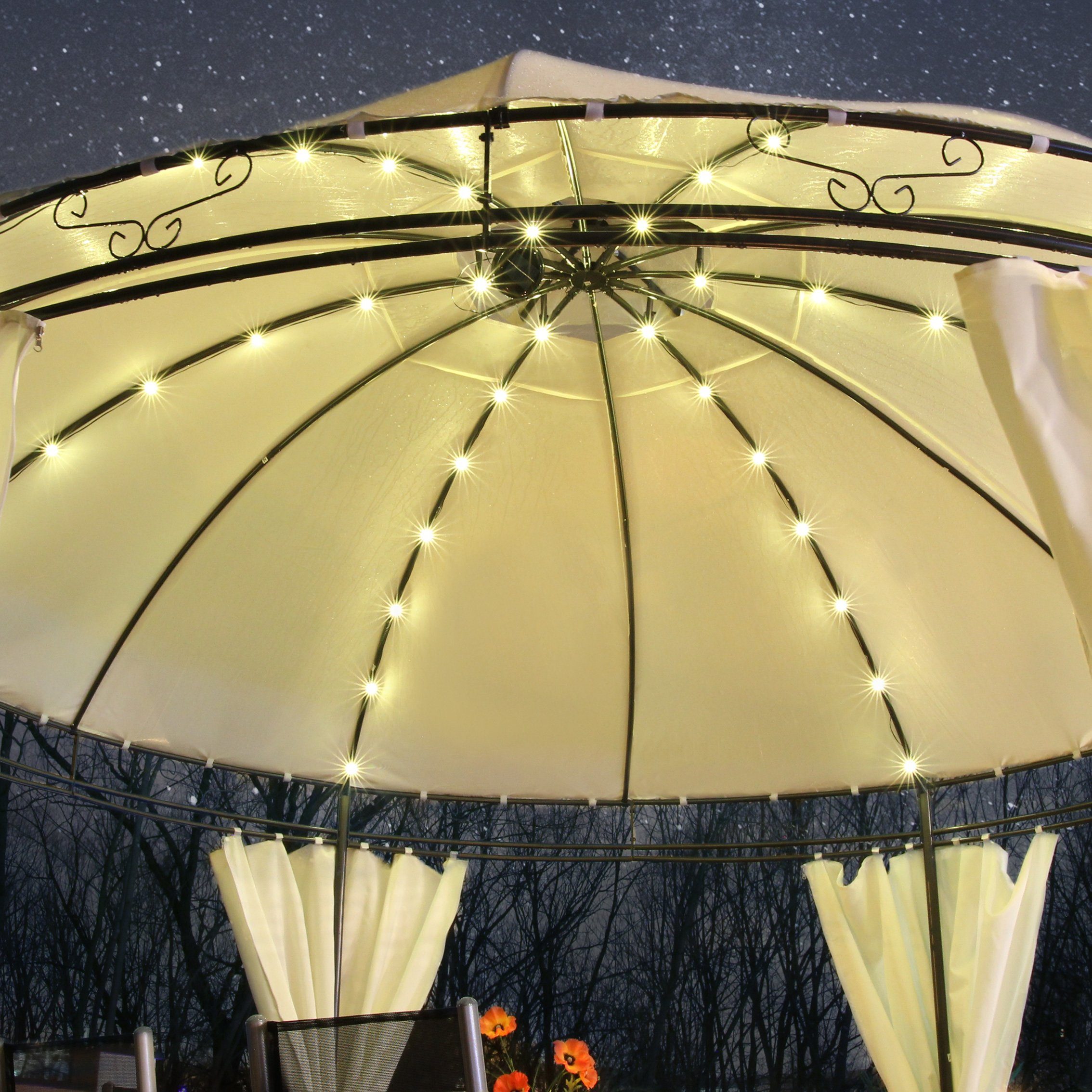 Swing&Harmonie Pavillon LED - Pavillon Ø 350cm Lavo Garten Pavillion Rund, Solar Pavilion Gartenzelt Designer Pavilon