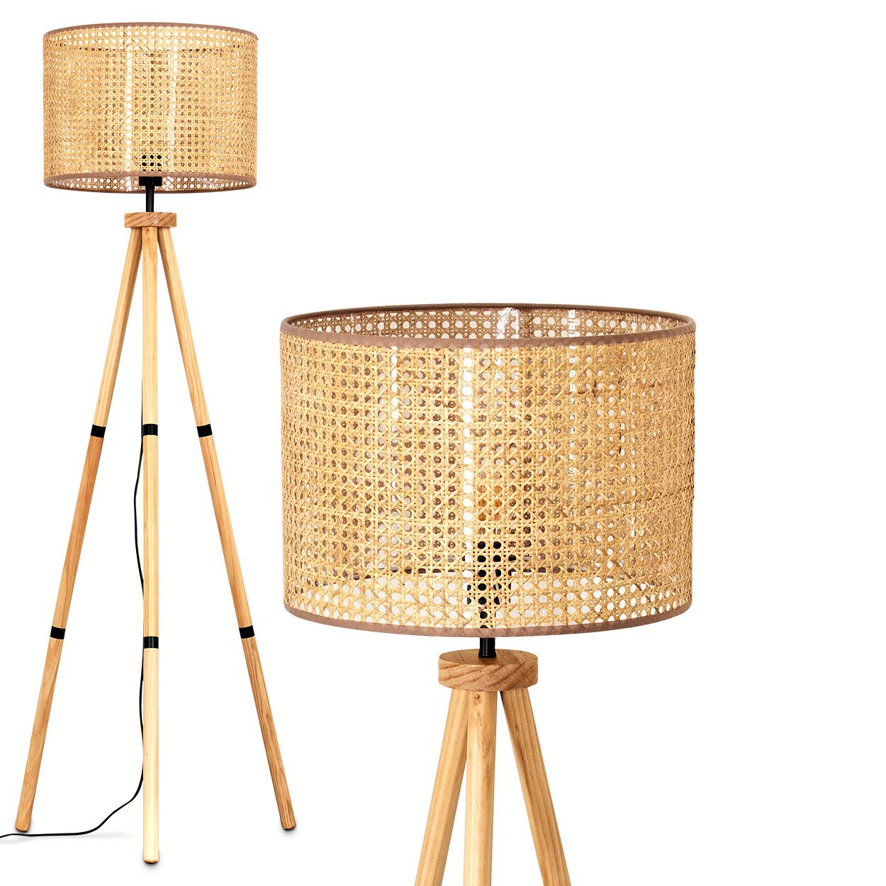 Stehlampe Stehlampe aus Holz/Rattan/Wienergeflecht in Naturfarben/Beige