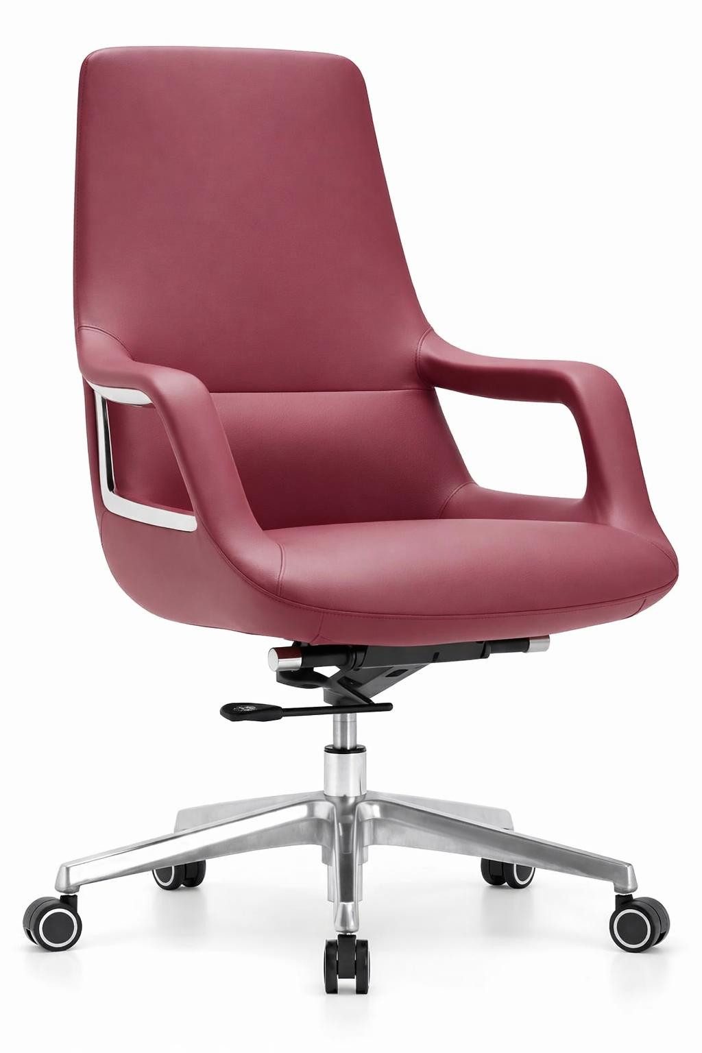 JVmoebel Chefsessel Ergonomischer Chefsessel in Bordeauxrot mit Alu-Gestell & Armlehnen, Made in Europa