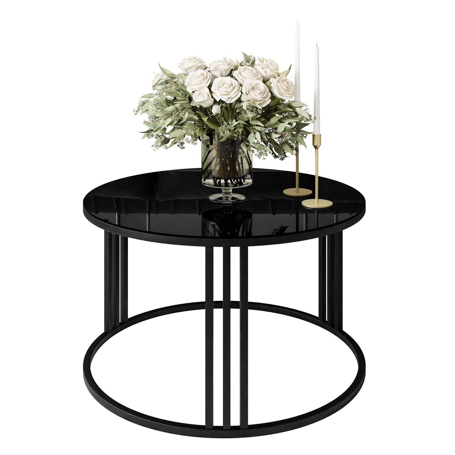 Lookway Couchtisch LORI GLASS, Runder Couchtisch mit Glasplatte (1x Couchti günstig online kaufen