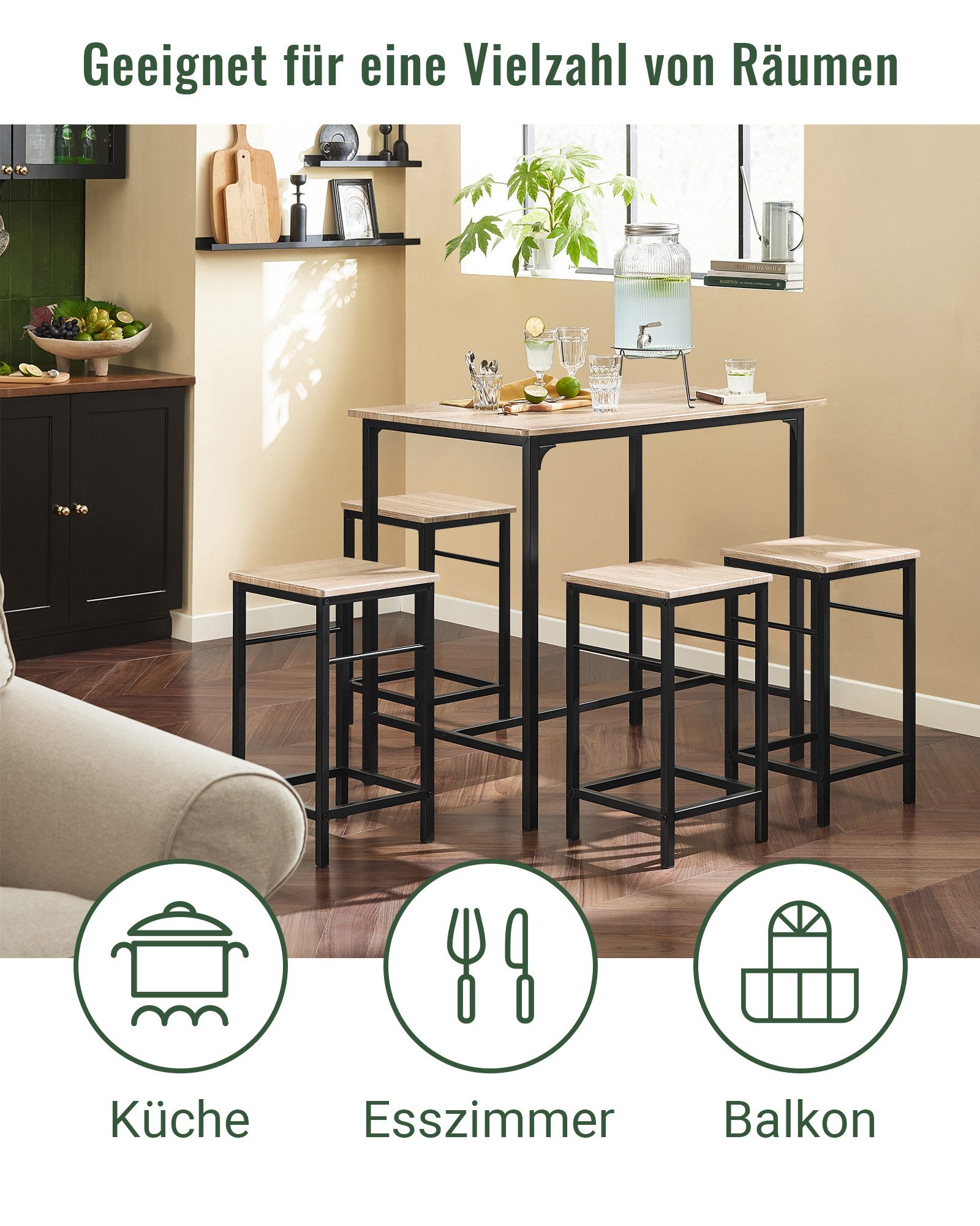 SoBuy Bartisch OGT11, Essgruppe Küchentisch Set für Esszimmer Balkon Garten günstig online kaufen