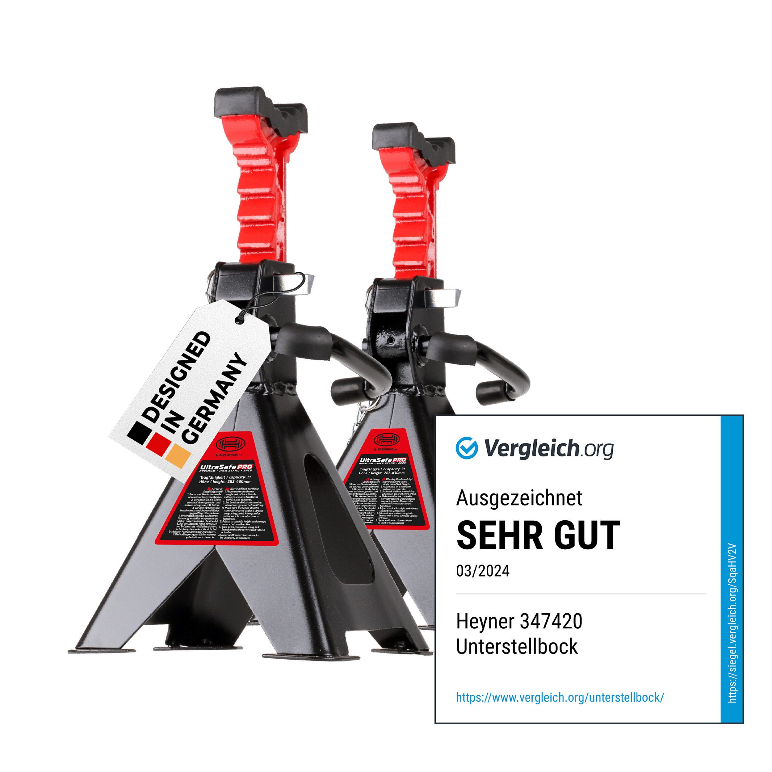 Wagenheber Unterstellbock TÜV/GS Stützbock höhenverstellbar Stahl 2000kg Tragl