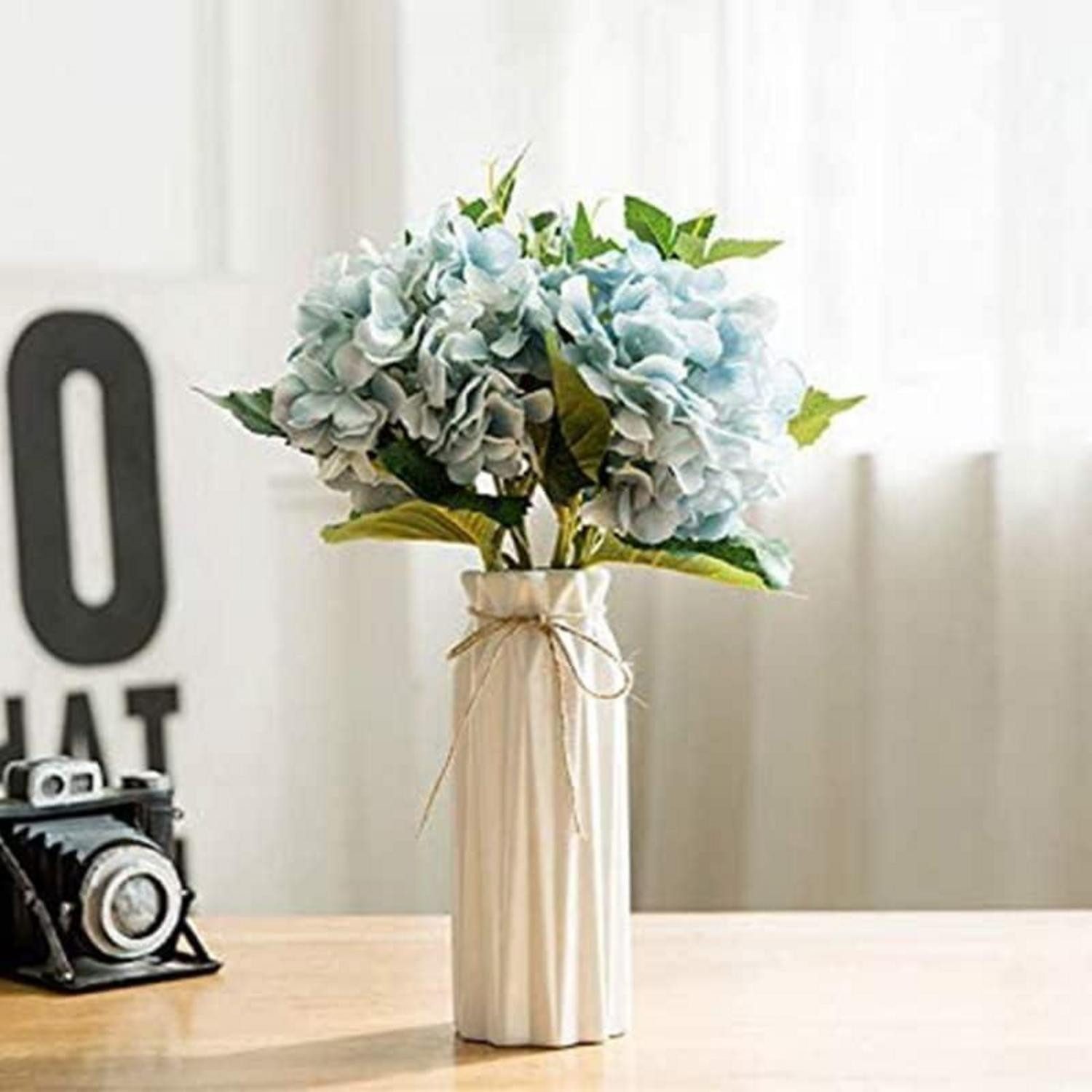 LuxusKollektion Tischvase Vasen Keramik weiß Pampasgras Trockenblumen Weiß Vase 24x10x10 Cm
