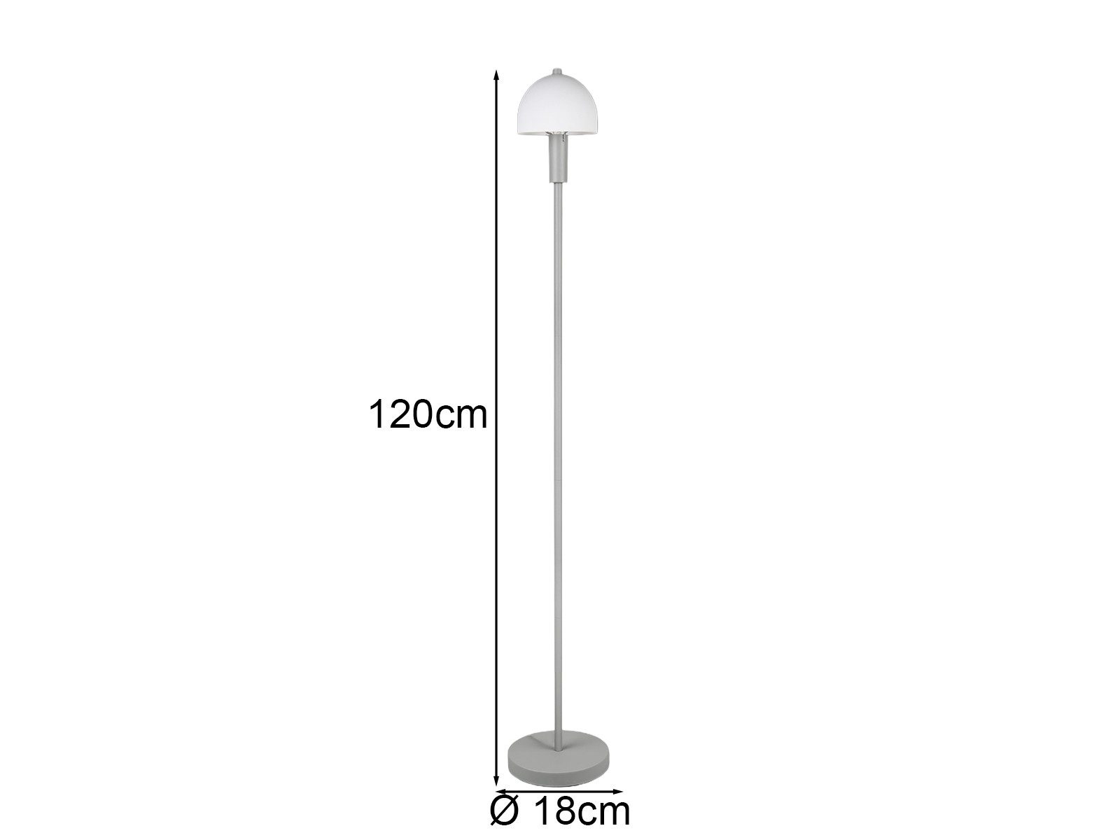 Reality Leuchten Stehlampe, ohne Leuchtmittel, klein mit Metall-Fuß & Lampenschirm Glas stehend für Ecke, Höhe 120cm