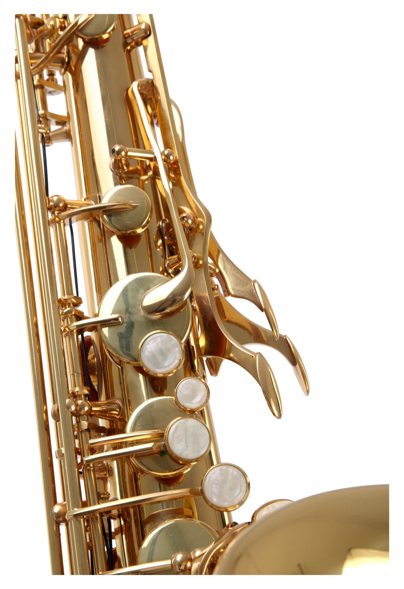 Classic Cantabile Saxophon »Winds TS-450 Tenorsaxophon - Bb-Stimmung -  (Messing, Lackiert, Hoch-Fis-Klappen, ergonomische Klappenmechanik)«,  (9-tlg., Komplett-Set mit Koffer, Mundstück, Putztuch, Handschuhe,  Saxofonständer, Stimmgerät/Metronom und ...