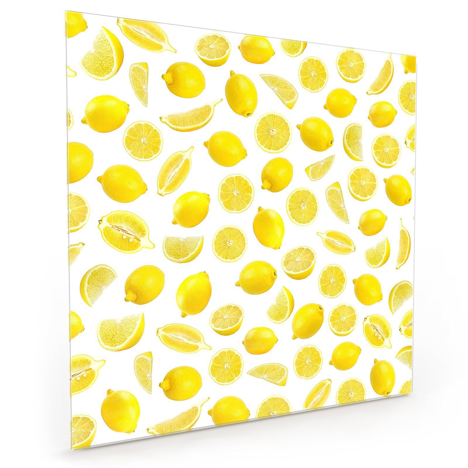 Primedeco Küchenrückwand Küchenrückwand Spritzschutz Glas mit Motiv Zitronen zerstreut