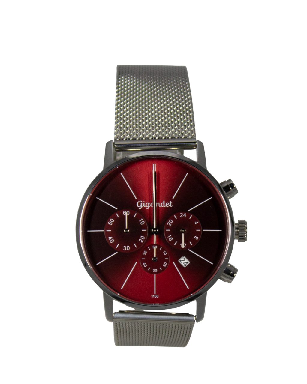 Gigandet Chronograph Armbanduhr Herren Damen Silber Braun Datum G32-016, Mesharmband, Edelstahlgehäuse, 3ATM wasserdicht