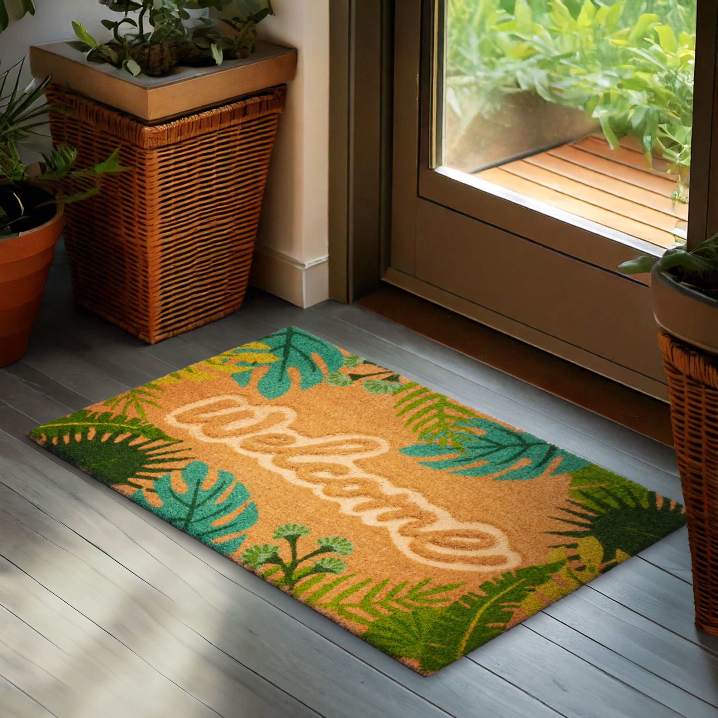 BRUBAKER Fußmatte Blumen und Pflanzen - 45 x 75 cm Schmutzfangmatte - Kokos günstig online kaufen