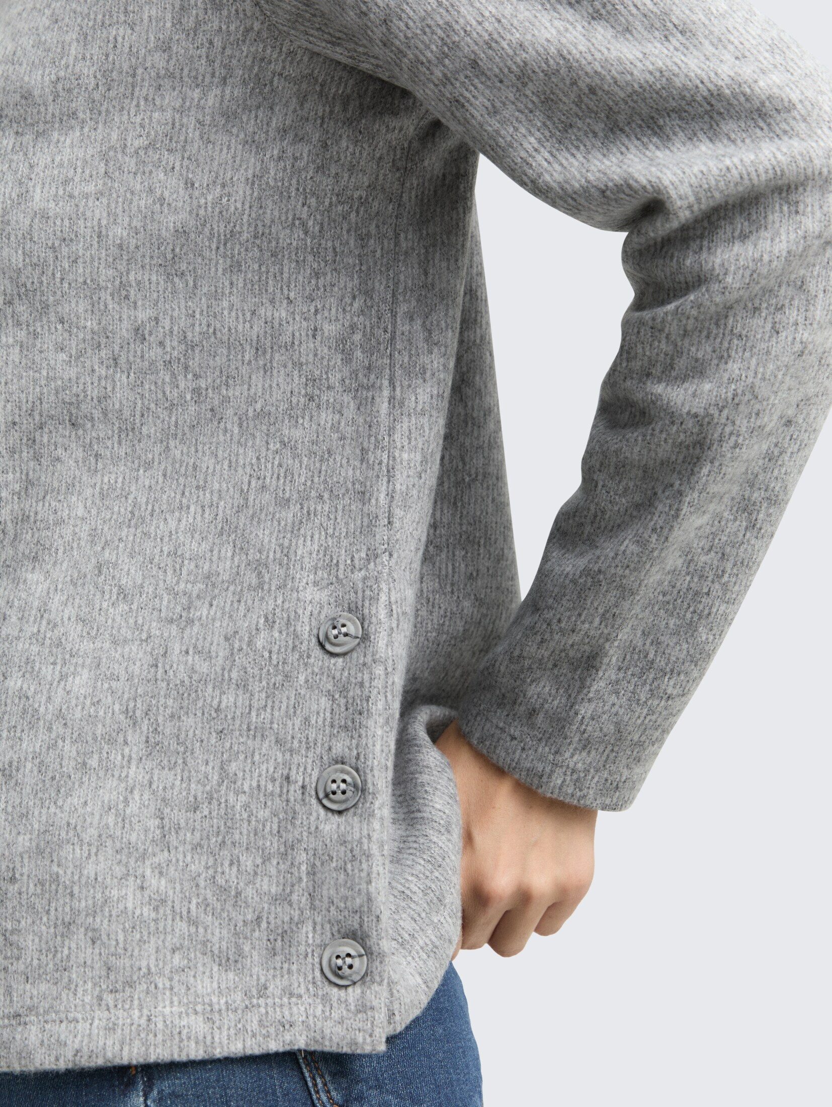 TOM TAILOR Sweatshirt Strick & Sweatshirts Soft-Touch Sweatshirt mit Knopf-Details