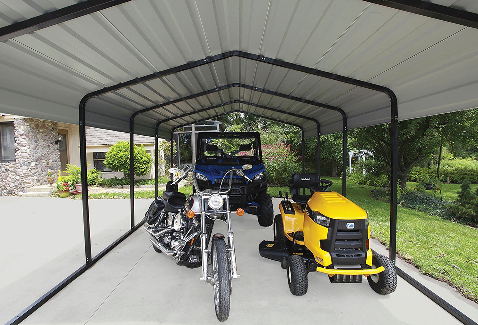 210 Stahl Rom, verzinktem BxT: Einfahrtshöhe, 370x600 cm Einzelcarport ShelterLogic cm, aus