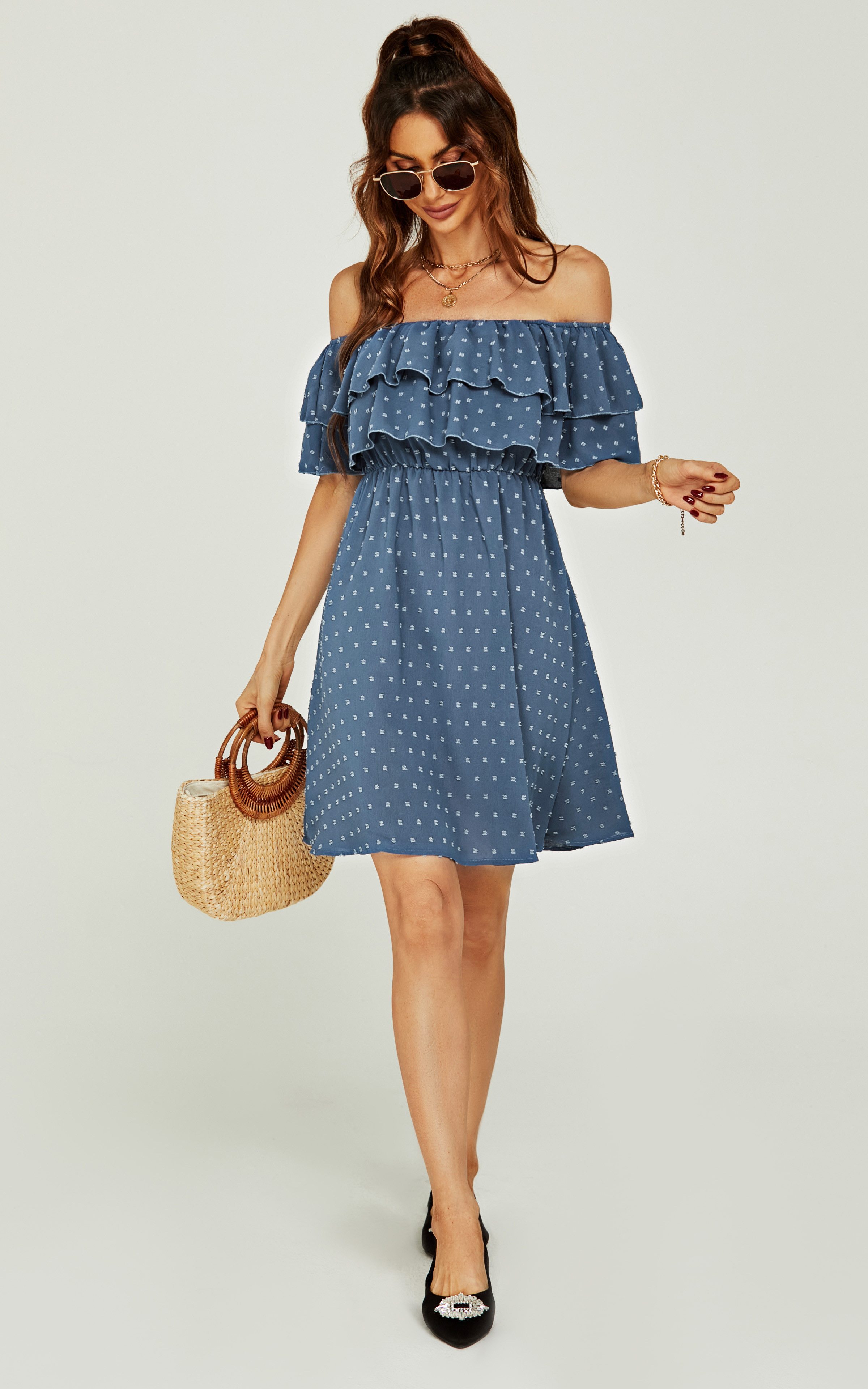FS Collection Minikleid Damen Minikleid Bardotkleid Sommerkleid Partykleid Off Shoulder (XS (EU:36 / UK:8) · S (EU:38 / UK:10) · M (EU:40 / UK:12) · L (EU:42 / UK:14) · XL (EU:44 / UK:16), 4 Farben: Staubblau, Schwarz-Gelb, Schwarz-Rosa und Rot) Schwarz-Gelb/-Rosa 100% Viskose, Blau/Rot 100% Polyester