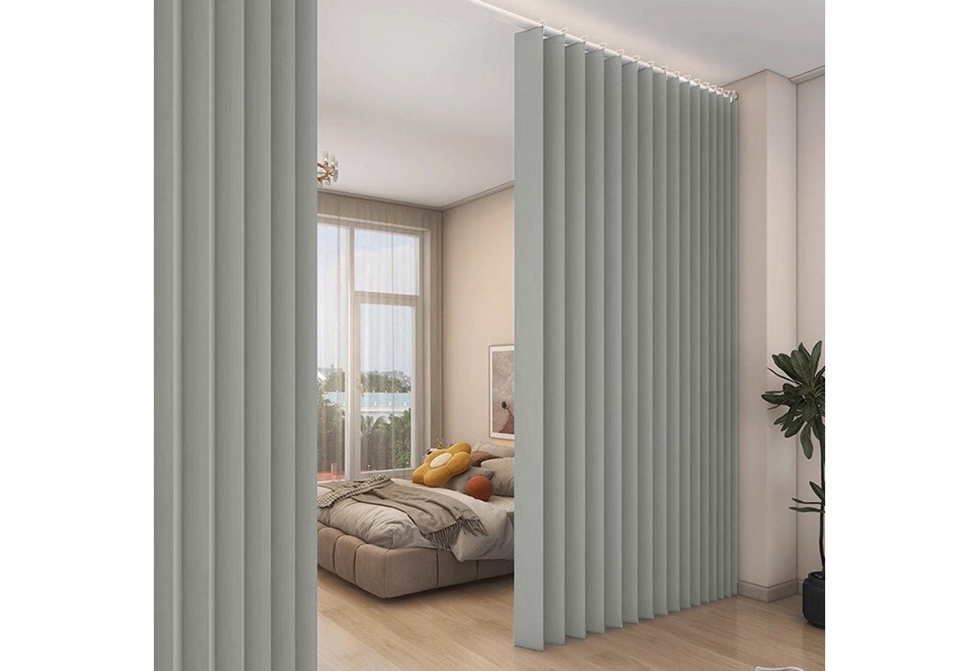 Sunicol Vorhang Wasserdicht Raumteiler Vorhang, Sichtschutzvorhang für Schlafzimmer, Extra breite Wärmeisolierend Trennwand Sichtschutz Fenstervorhänge