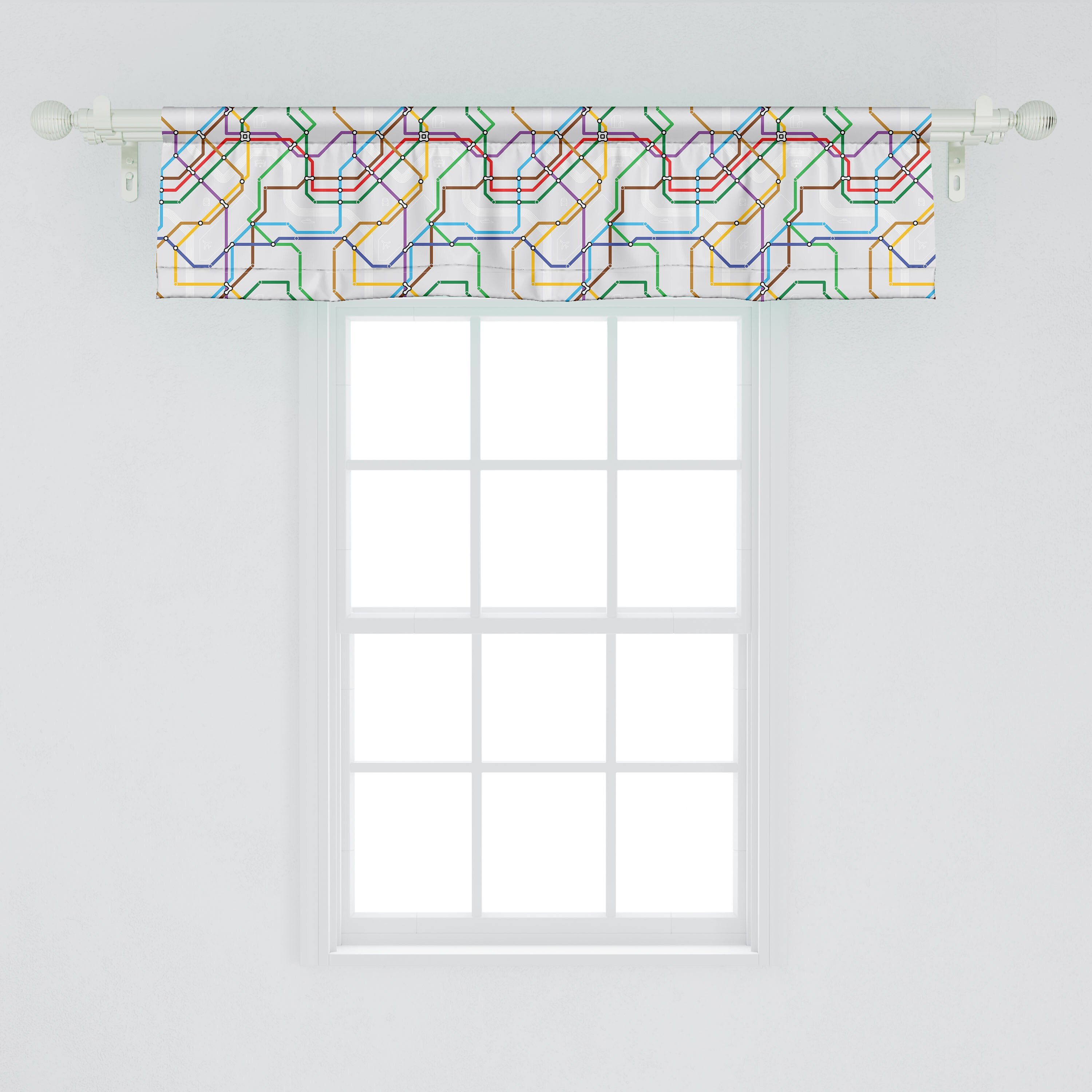 Scheibengardine Vorhang Volant mit Küche für Abakuhaus, Metro Microfaser, Striped Strecke Vibrant Karte Dekor Schlafzimmer Stangentasche