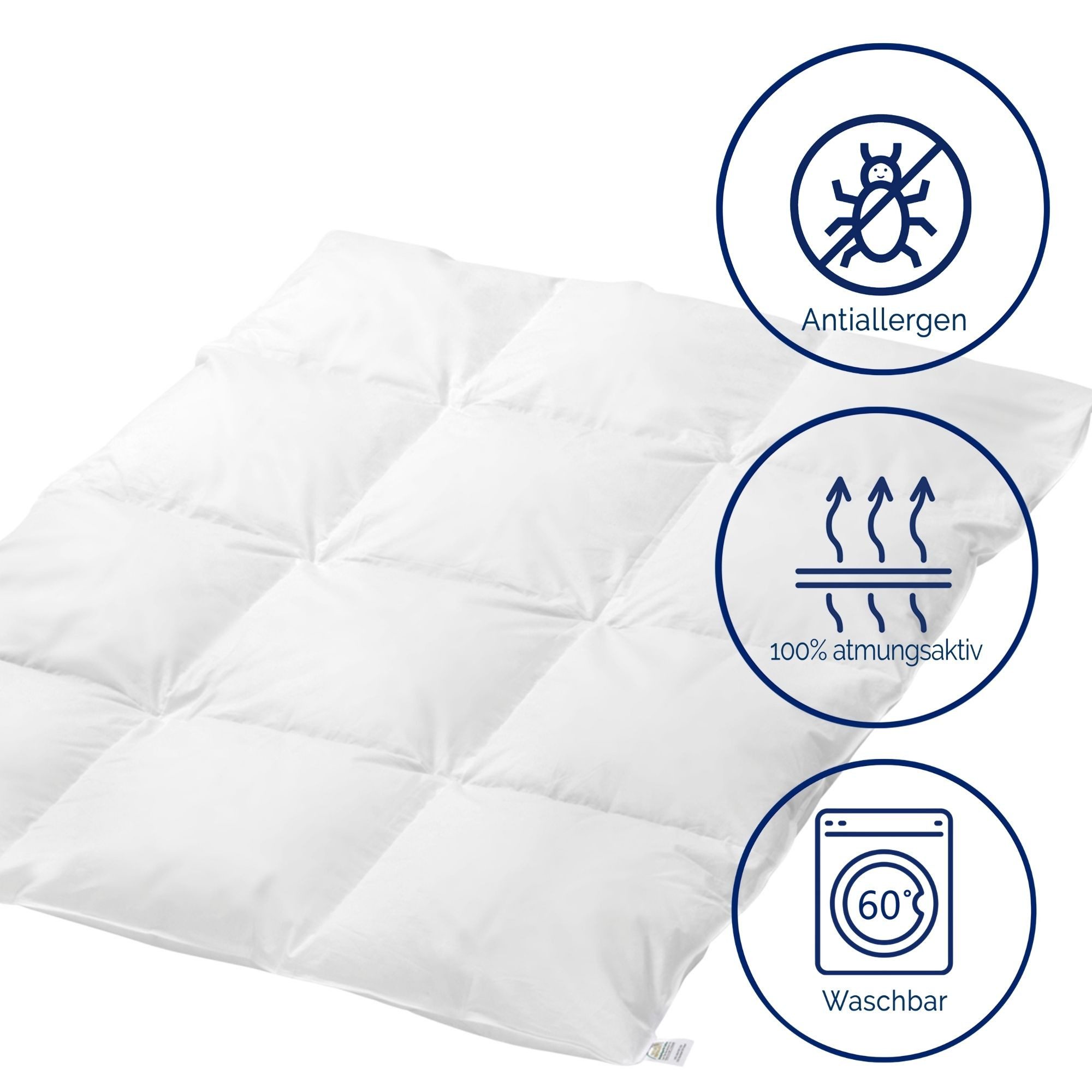 Nordic Coast Company Daunenbettdecke + Daunenkissen, Füllung: 90% Daunenfedern Klasse 1, 10% feine Entenfedern, Kinderdecke+ Kopfkissen, 135x200, 135x100cm, Premium Bettdecke