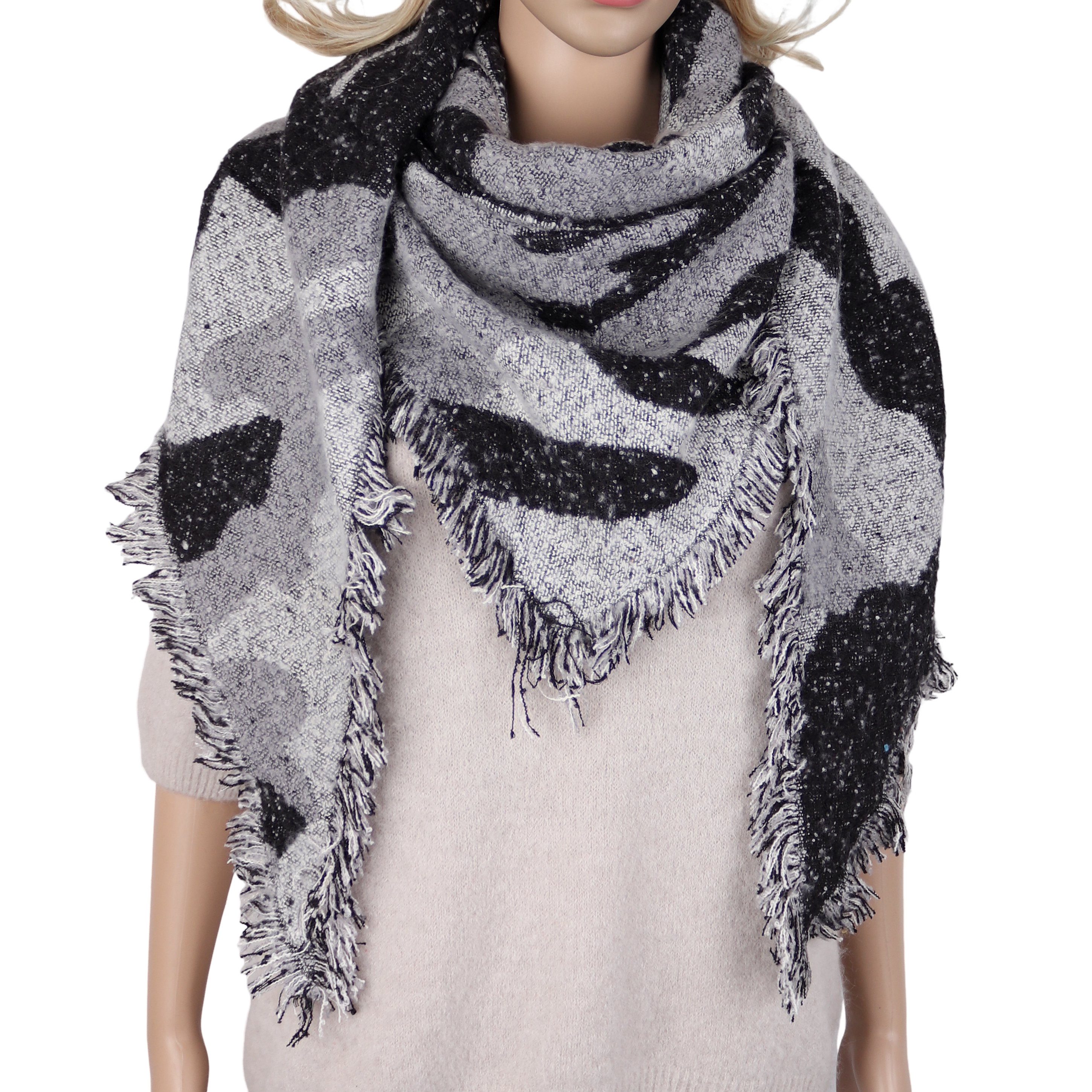 MIRROSI Dreieckstuch Damen weiches Tuch 80x200 cm mit Fransen, (Neue Kollektion Herbst/Winter 2026), Abstraktes Muster