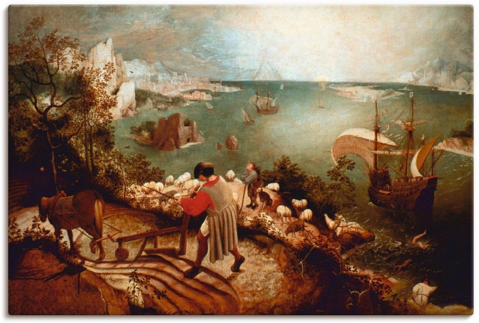 Artland Wandbild Landschaft mit dem Sturz des Ikarus, klassische Fantasie (1  St), als Alubild, Leinwandbild, Wandaufkleber oder Poster in versch. Größen