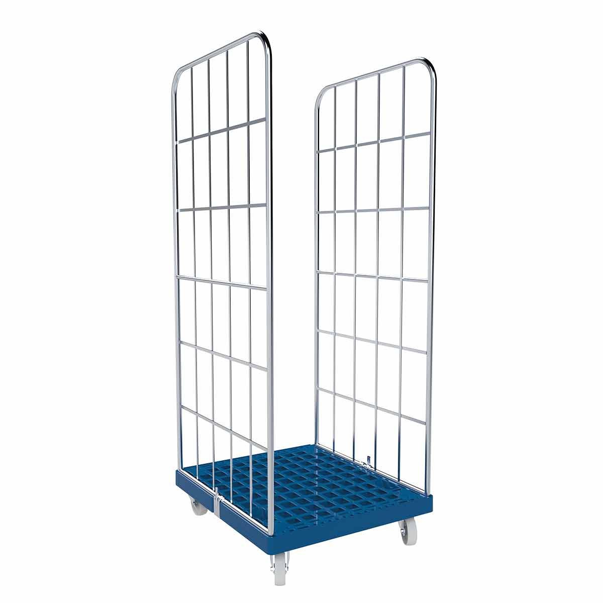 OSWALD Transportgeräte Transportwagen Rollbehälter 2-seitig, 724 x 815 x 1.830 mm, 500 kg Rollplatte Hygiene, (RW10117), Rollplatte geschlossen aus Kunststoff, Nutzhöhe 1.640 mm, Hygiene Grau