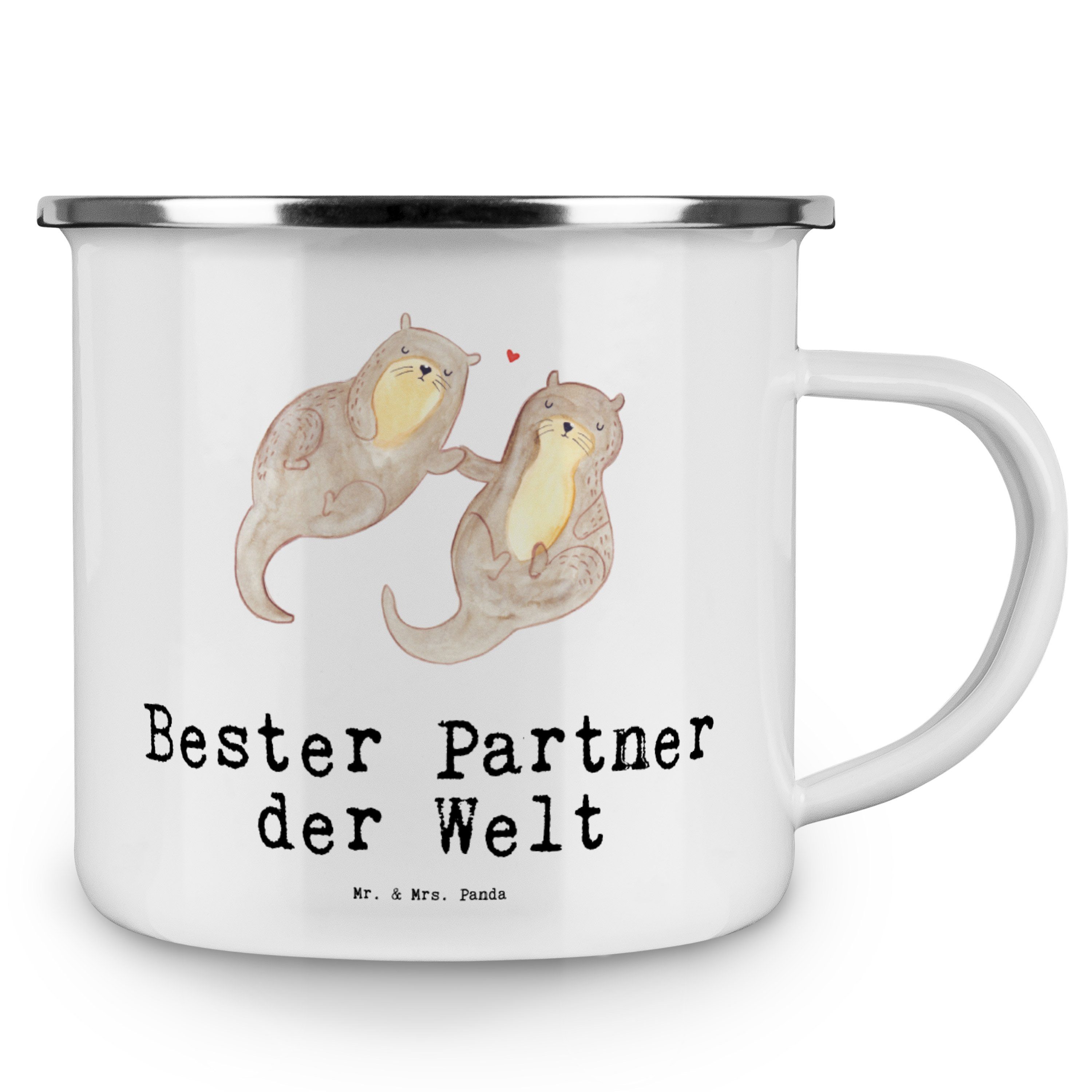 - Otter Emaille Bester Geschenk, der Outd, Welt & - Lebensgefährte, Weiß Mr. Becher Panda Mrs. Partner