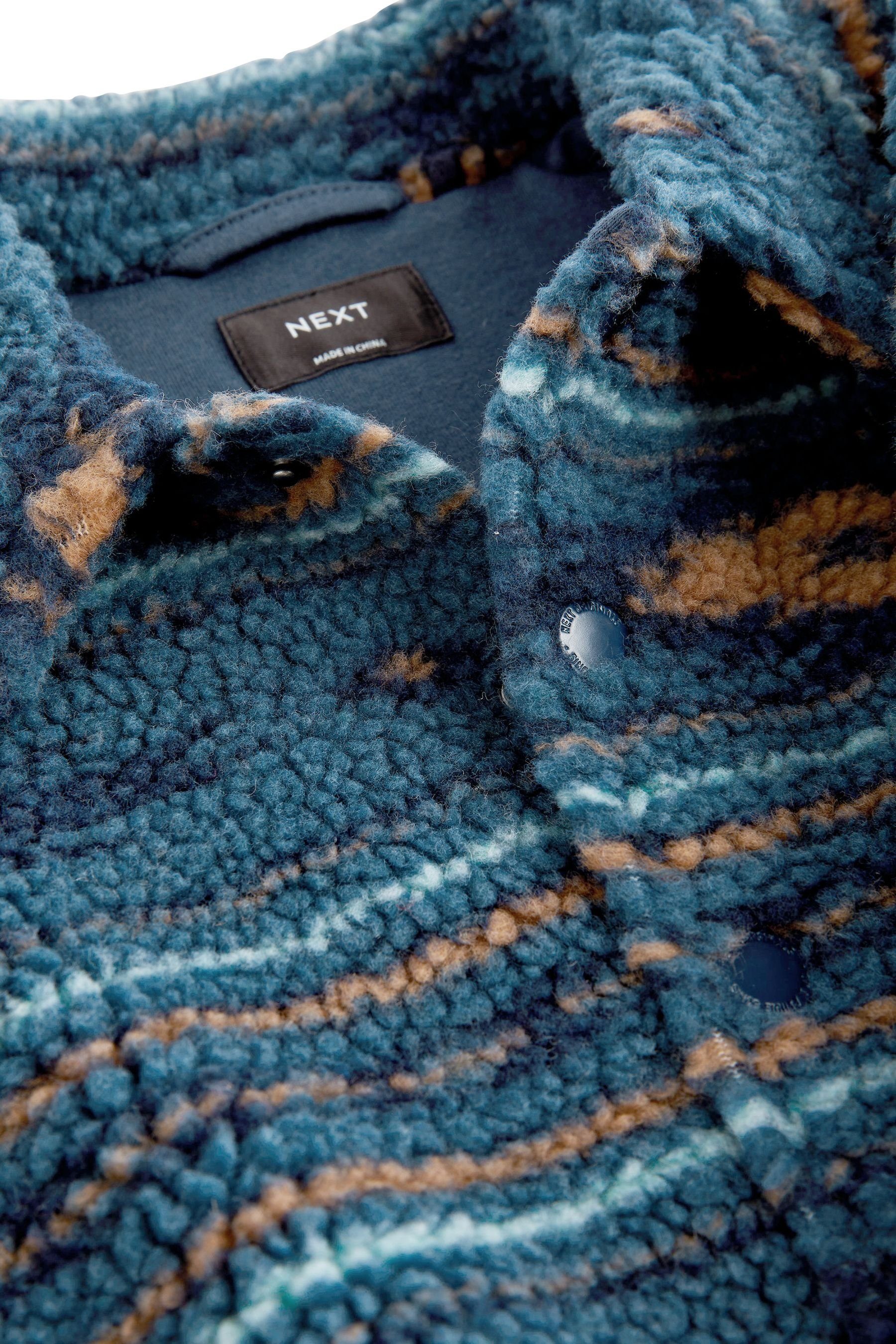 Fleecehemd Pattern Next Blue (1-tlg) Teddykunstfell-Hemdjacke