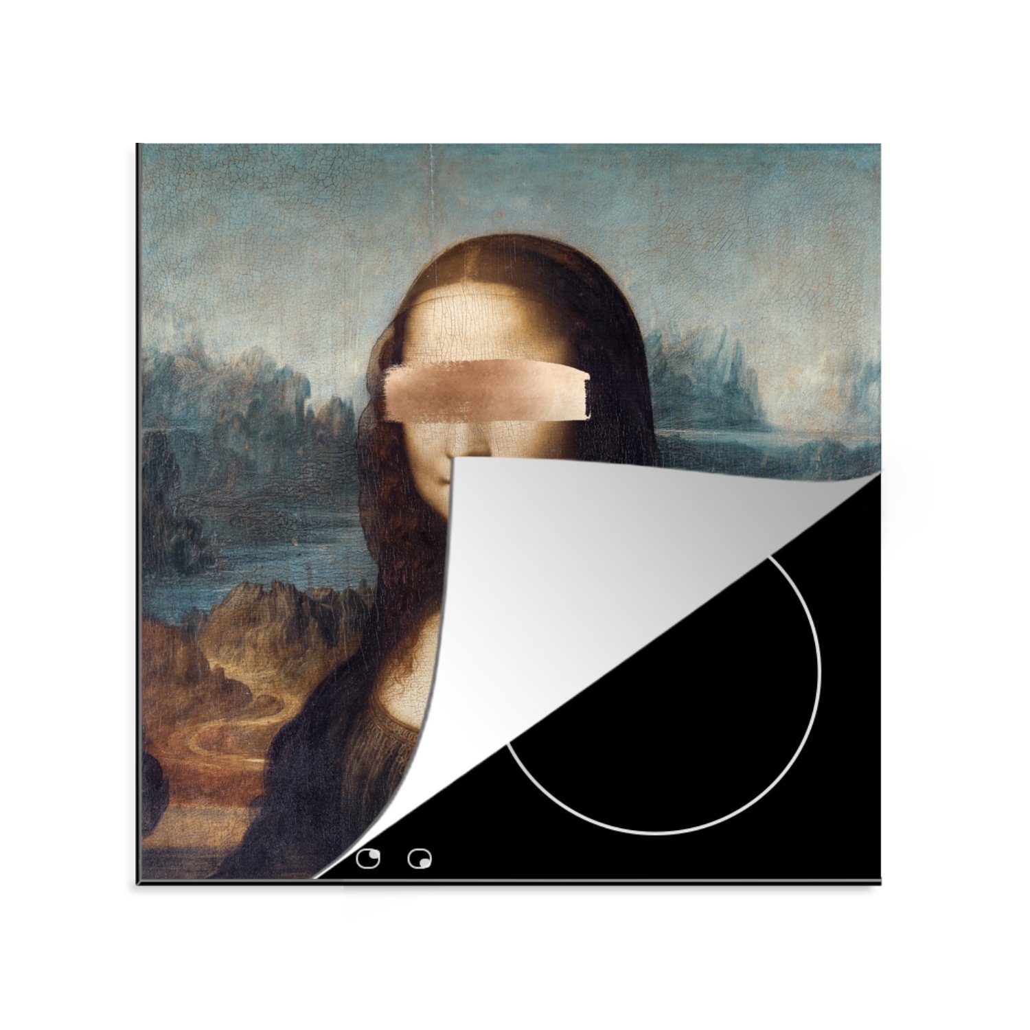 MuchoWow Herdblende-/Abdeckplatte - Vinci da für Leonardo Kunst, Arbeitsplatte - 78x78 Mona Lisa Ceranfeldabdeckung, cm, (1 küche Vinyl, tlg)