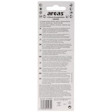 Arcas 5er-Sparset CR2025 Lithium Batterie Batterie, (3,0 V)