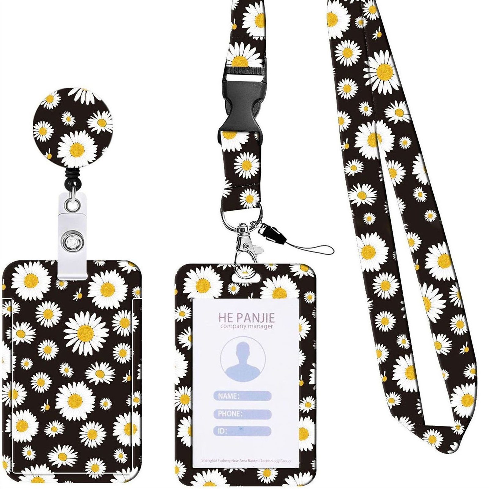 Rutaqian Schlüsselanhänger Set ID -Abzeichenhalter mit Lanyard und Retractable Reel Clip