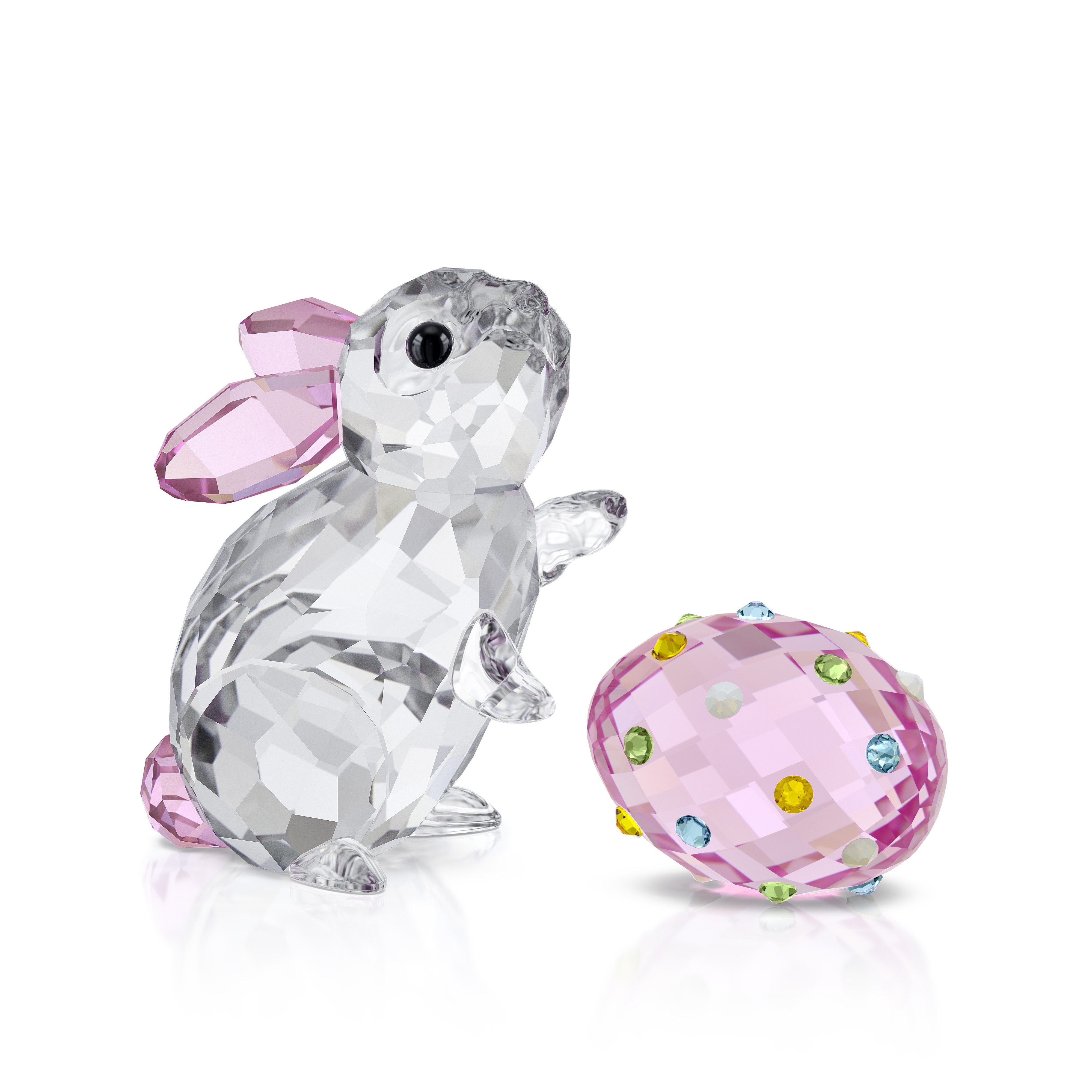 Swarovski Tierfigur Kristallfigur Sammelfigur IDYLLIA EASTER EGG AND RABBIT (2 St), Swarovski® Kristall mit schwarzem Emaille