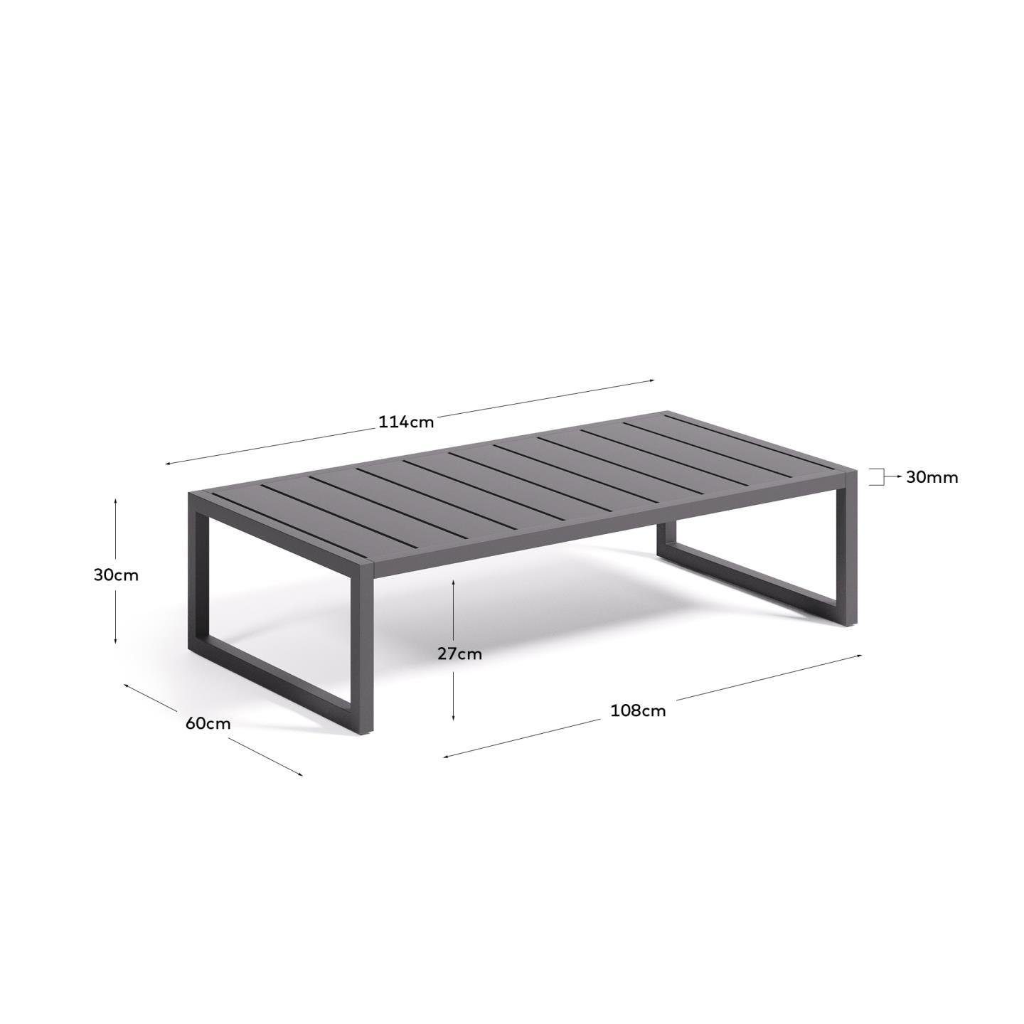 Aluminium 114 Schwarz Comova x Natur24 30 cm Wohnzimmer 60 Couchtisch x Beistelltisch