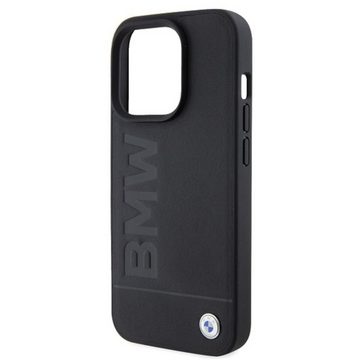 BMW Smartphone-Hülle BMW Apple iPhone 15 Pro Max Hülle MagSafe Leather Hot Stamp Schwarz