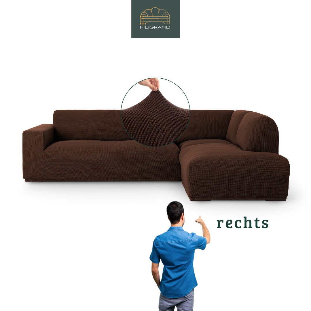 Belmarti Ecksofahusse Bezug für Ecksofa mit Halbinsel rechts/links, elastisches Material, hochwertiger und langlebiger Baumwollmix