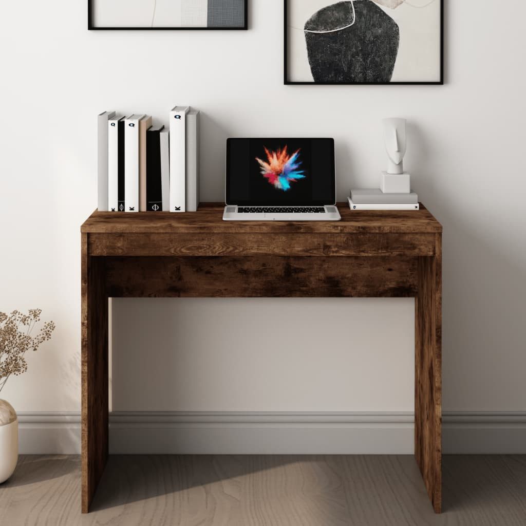 furnicato Schreibtisch Moderner 90 x 40 x 72 cm in Räuchereiche, Holzwerkstoff (1-St), Feuchtigkeitsbeständiger Arbeitstisch für kleine Büros und Wohnheime