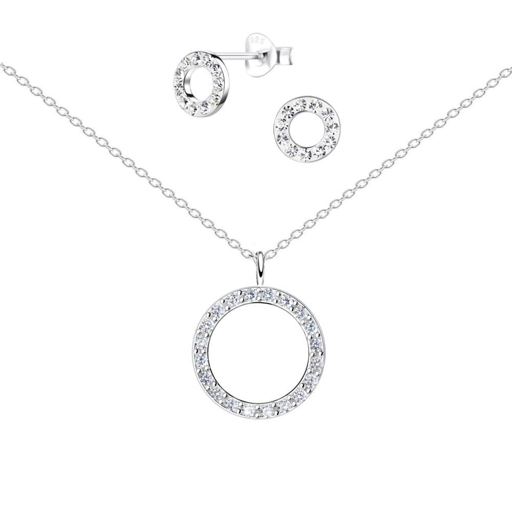 ALEXANDER YORK Schmuckset CIRCLE ZIRKONIA, 4-tlg. (Kette mit Anhänger, Ohrstecker)