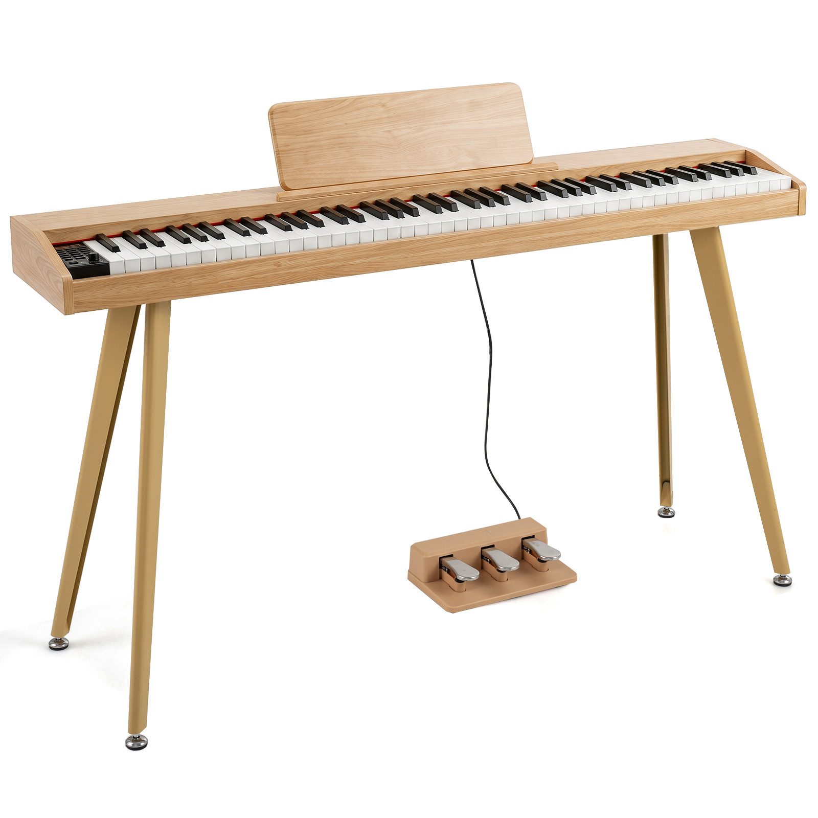 COSTWAY Digitalpiano 88 Tasten Keyboard mit Ständer, halbgewichteter Tastatur, für Anfänger