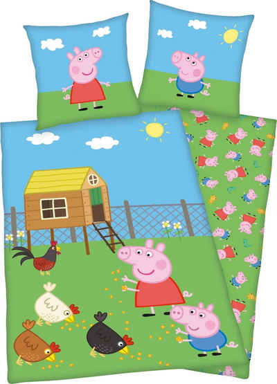 Kinderbettwäsche Peppa Pig, Renforcé, mit niedlichem Peppa Pig Motiv