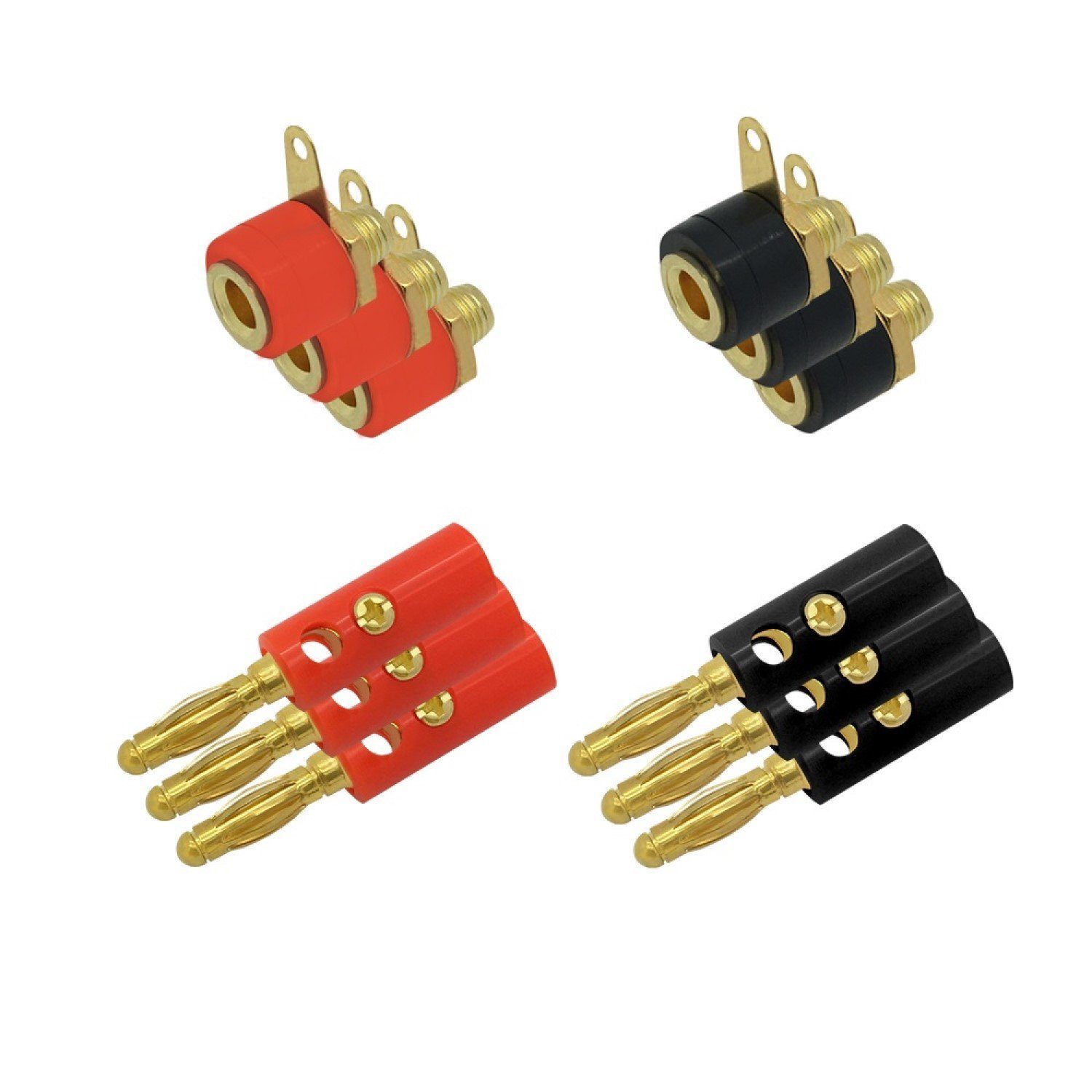 ARLI Bananenstecker / Buchsen Set 40x Stecker 40x Buchse schwarz/rot Audio-Adapter  Bananenstecker zu Bananenbuchse