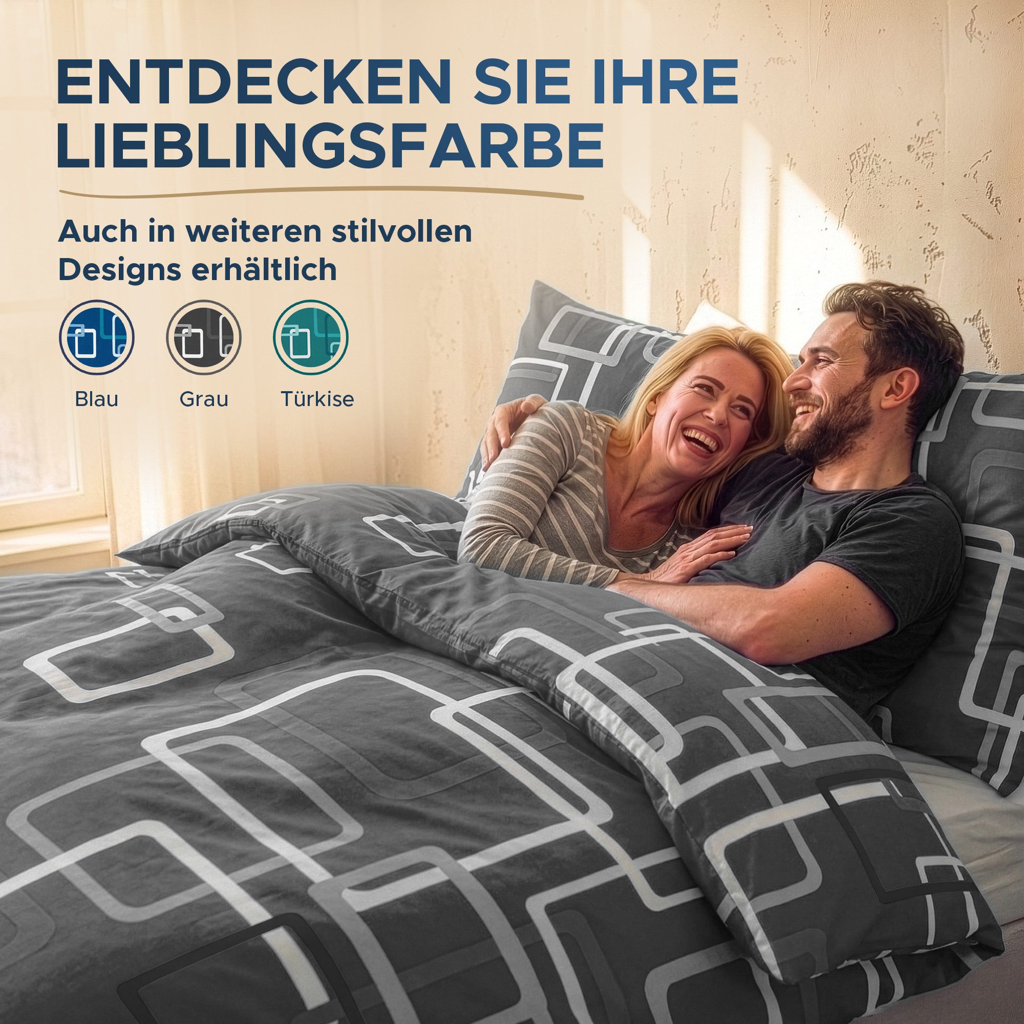 Malika Bettwäsche 135x200 + 80x80 cm atmungsaktiver Baummwoll Renforce Bettbezug, Renforce Baumwolle, 2 teilig, Für Allergiker geeignet, pflegeleicht, angenehm weicher Stoff