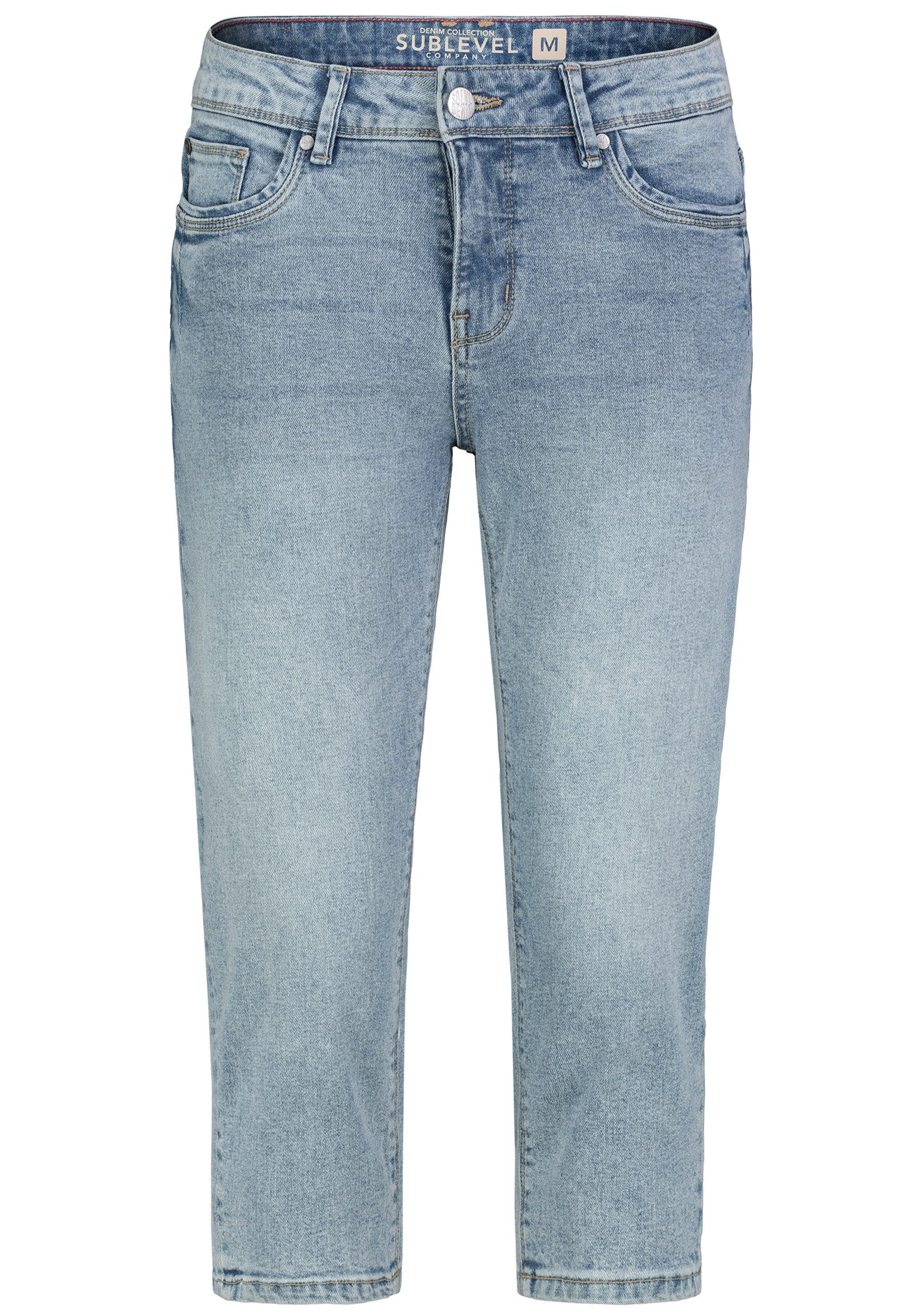 SUBLEVEL Caprijeans Damen Denim Caprihose im 5-Pocket-Style Stretch-Denim, knielang