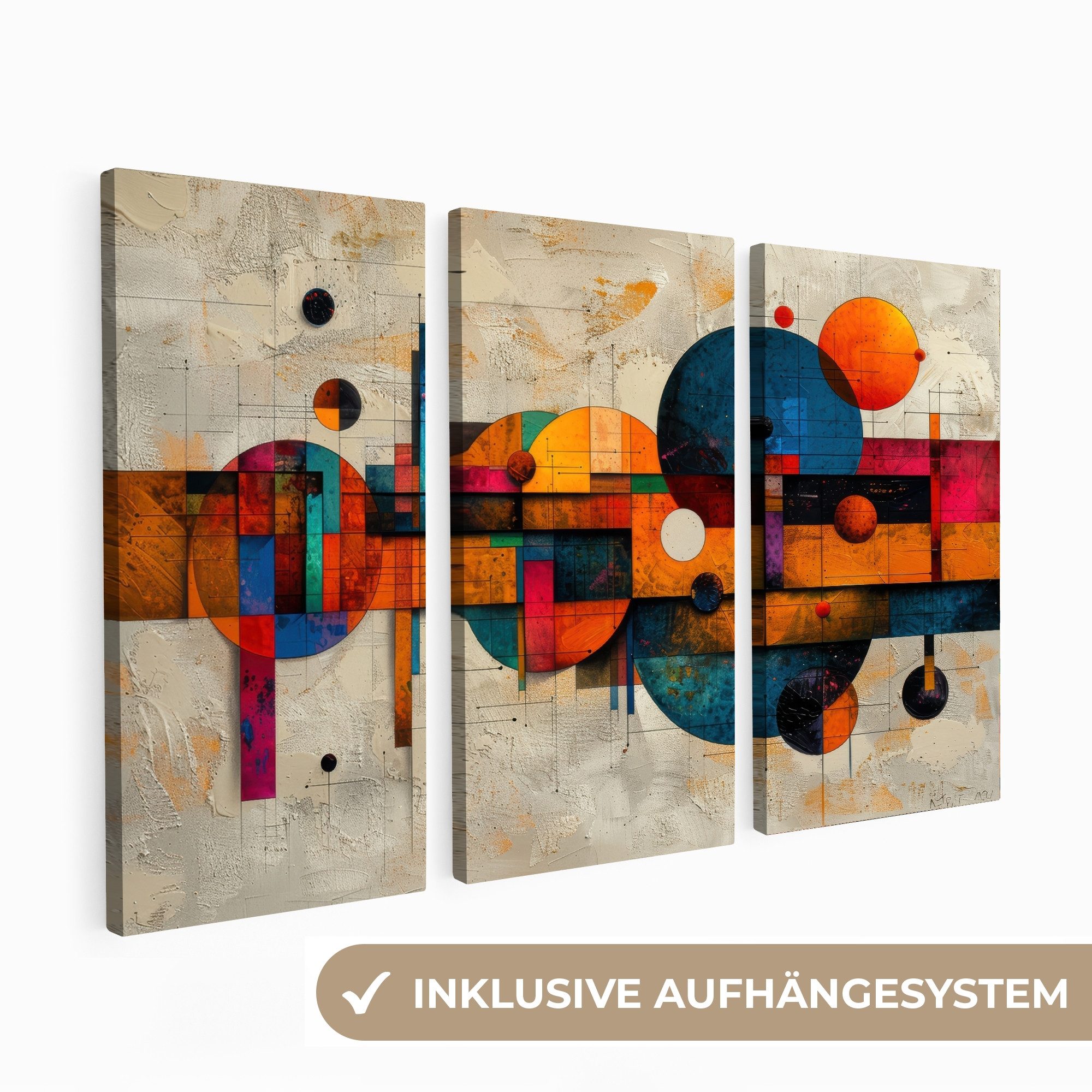 MuchoWow Leinwandbild Farbenfroh - Geometrisch - günstig online kaufen