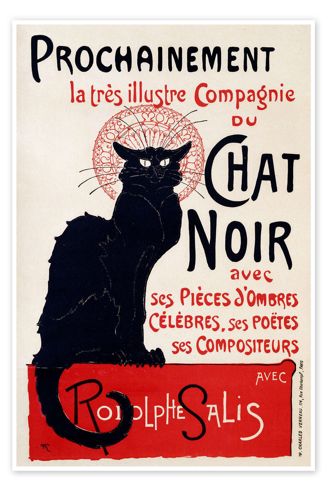Posterlounge Wandbild Chat Noir II, Théophile-Alexandre Steinlen, erhältlich als Poster, Leinwandbild, Wandsticker oder Acrylglasbild