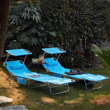 SoBuy Gartenliege OGS48x2, 2-er Set Sonnenliege mit Kopfkissen Relaxstuhl Strandliege Liegestuhl