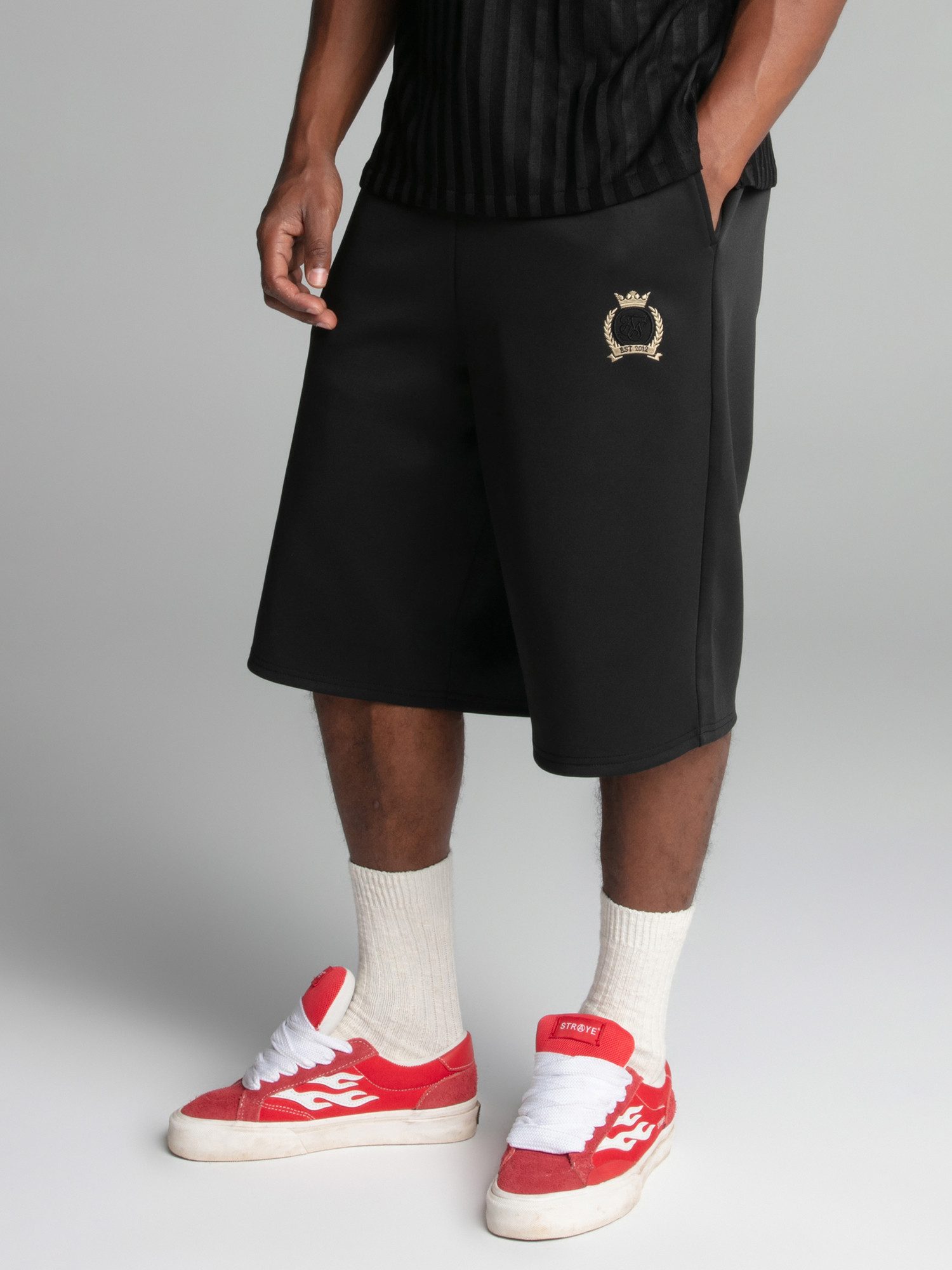 Siksilk Shorts SikSilk Herren Schwarze Oversized Poly Shorts günstig online kaufen