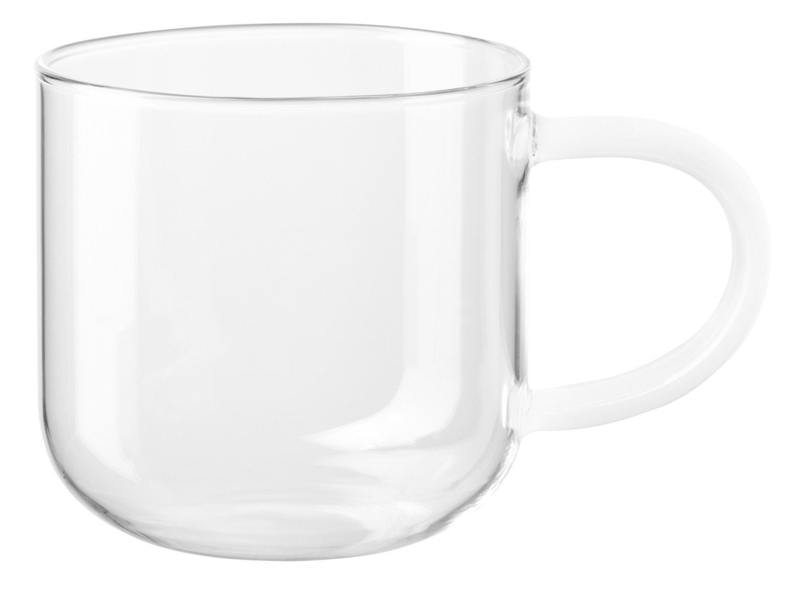 Becher coppa Glas Becher mit weißem Henkel 0,4l