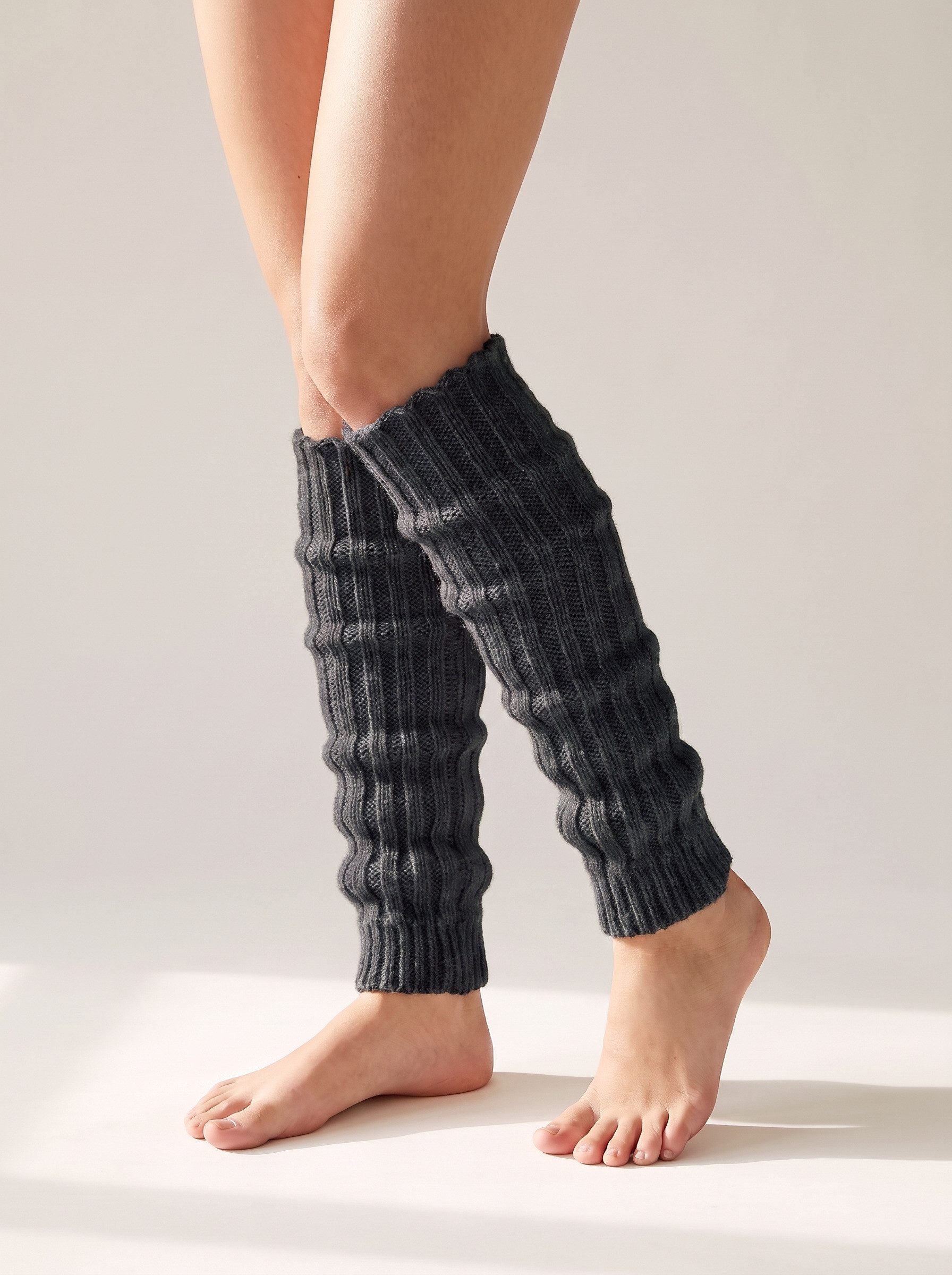 Black Snake Beinstulpen Grobstrick Legwarmer mit Alpakawolle und Wolle für Damen und Teenager (Paar, 1-St., Anthrazit One Size) Weiche Wollmischung mit Rippbund für warme Waden zu Stiefel und Kleid