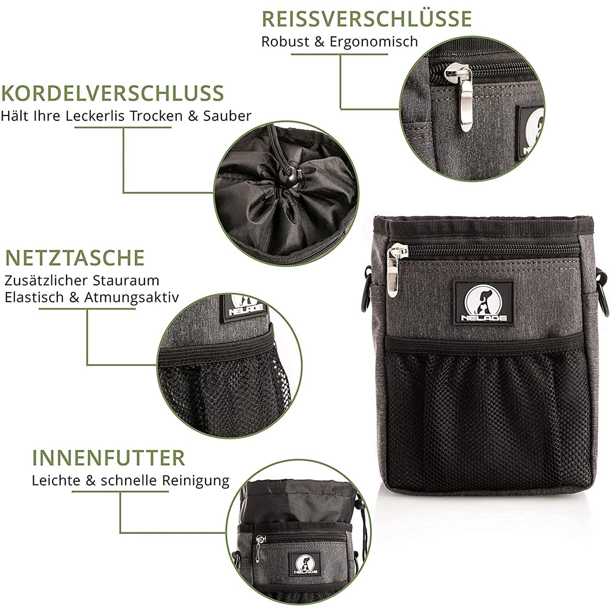 NELADE® Leckerlibeutel Futterbeutel Grau